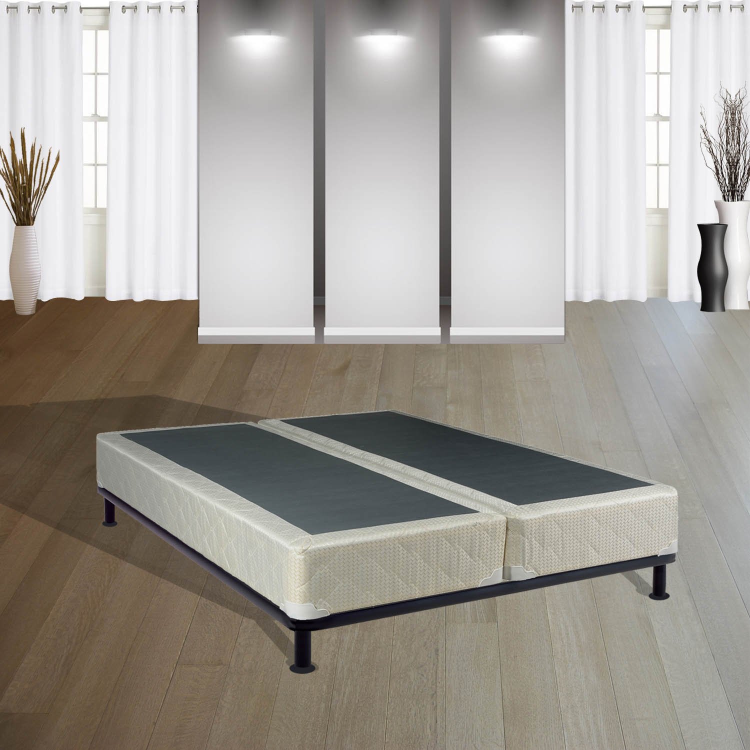 8-Inch Sturdy Split Box Spring for Queen Mattress - Durable Natural Wood Foundation, Fully Assembled White Bed Base - Perfect for Bedroom Support & Extra Comfort (Pedic Collection)
