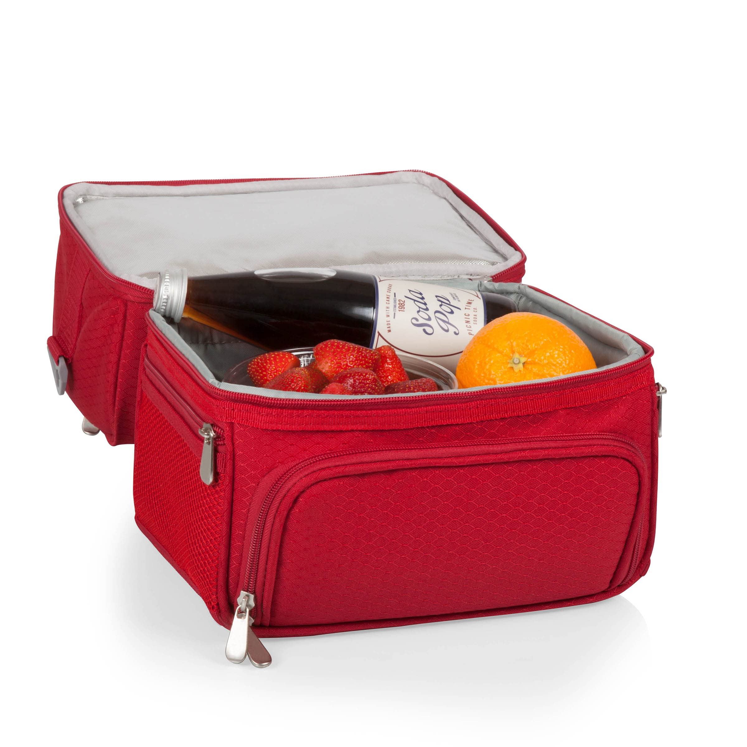 **PICNIC TIME Coca-Cola Emoji Insulated Lunch Bag with Utensil Set – Red Cooler Lunch Box for School, Work & Outdoor Picnics**