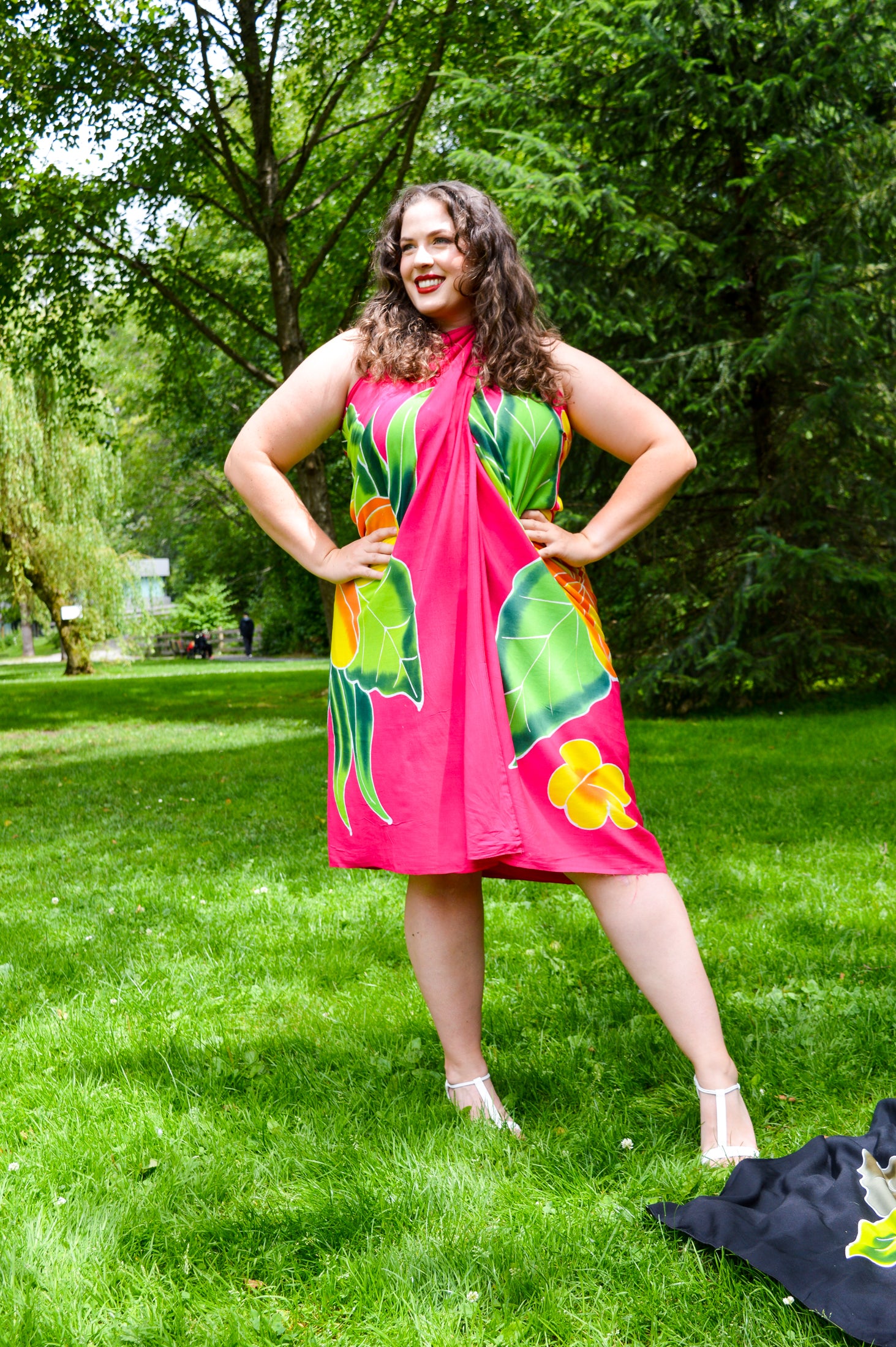 Hand Painted Red Tropical Sarong - Boho Beach Wrap, Summer Cover Up, Poolside Accessory for Women | Perfect for Vacations, Beach Parties, and Resort Wear