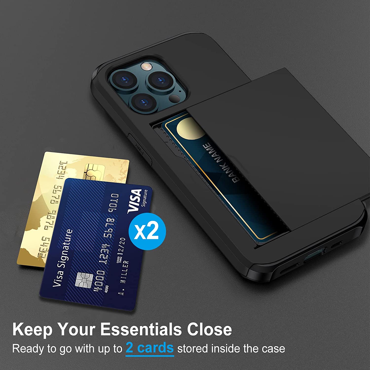 iPhone 14 Pro Max Wallet Case with 3 Credit Card Slots & RFID Protection - Premium Leather Phone Cover for Women & Men - Perfect for Travel, Work & Everyday Use