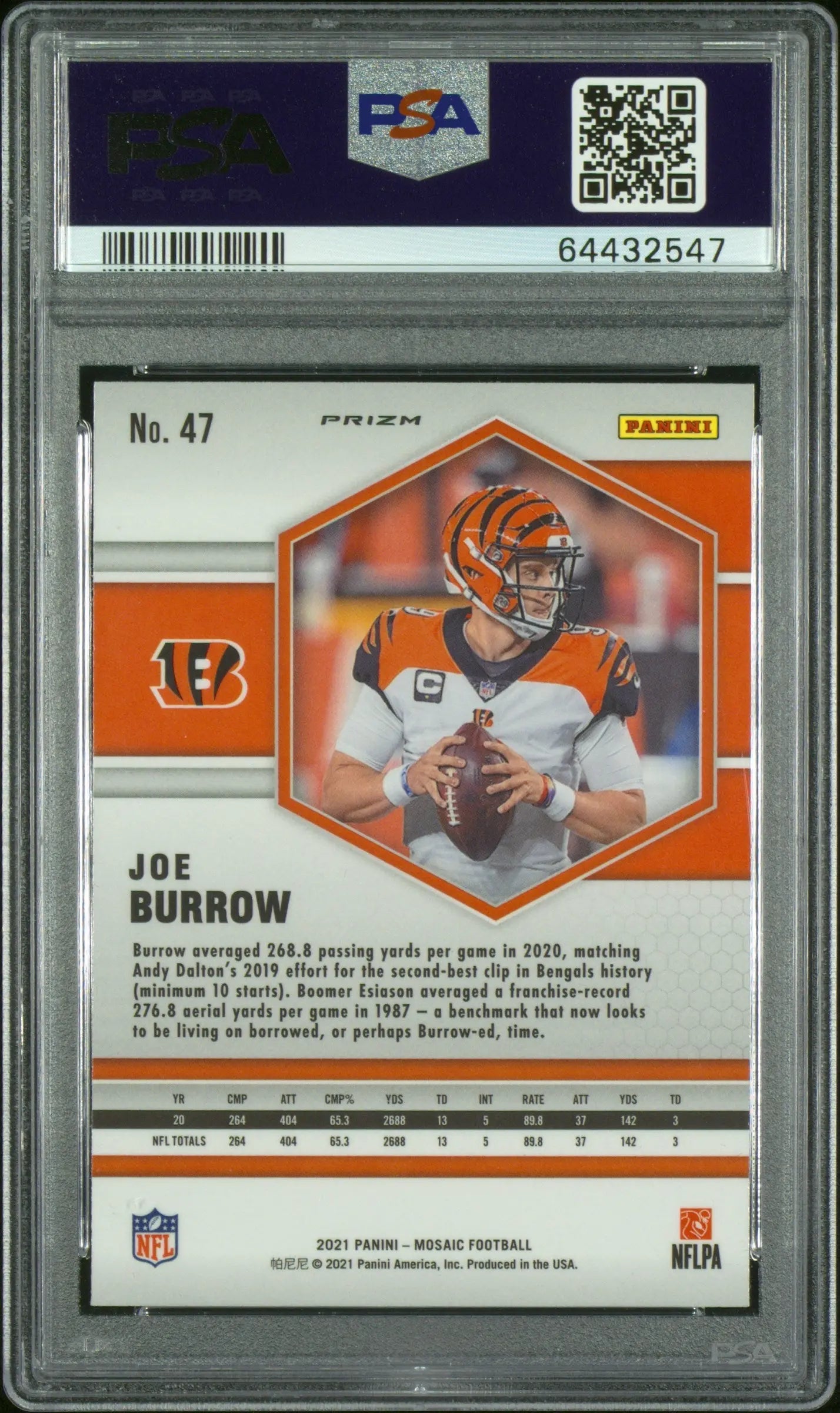 2021 Panini Mosaic Football Joe Burro Genesis PSA 10 #47 - Rare Collectible Trading Card for NFL Fans & Sports Memorabilia Collectors - Perfect for Display, Investment, and Gifting