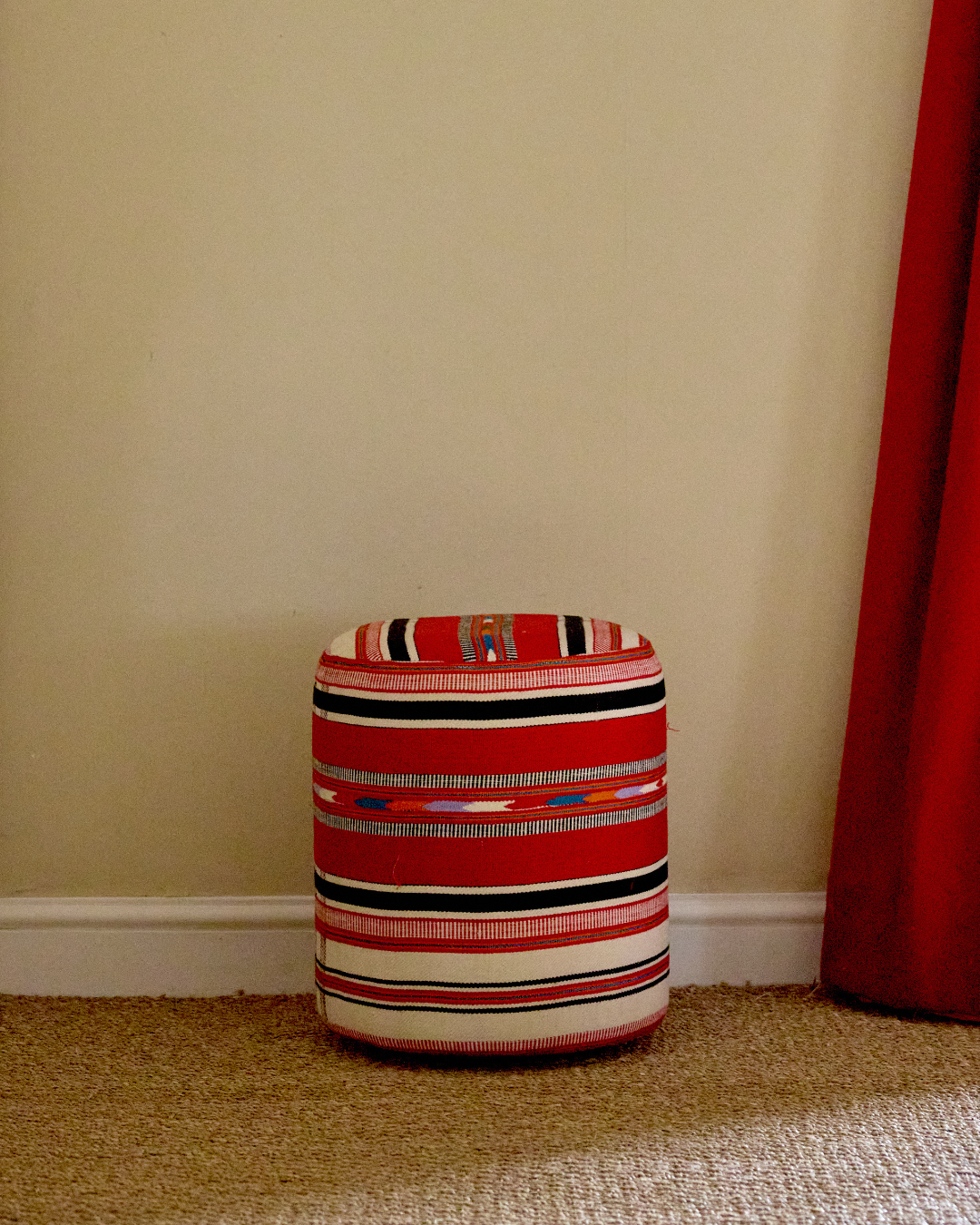 Handmade Tribal Pattern Stool - Boho Chic Home Decor Accent for Living Room, Bedroom, or Outdoor Seating