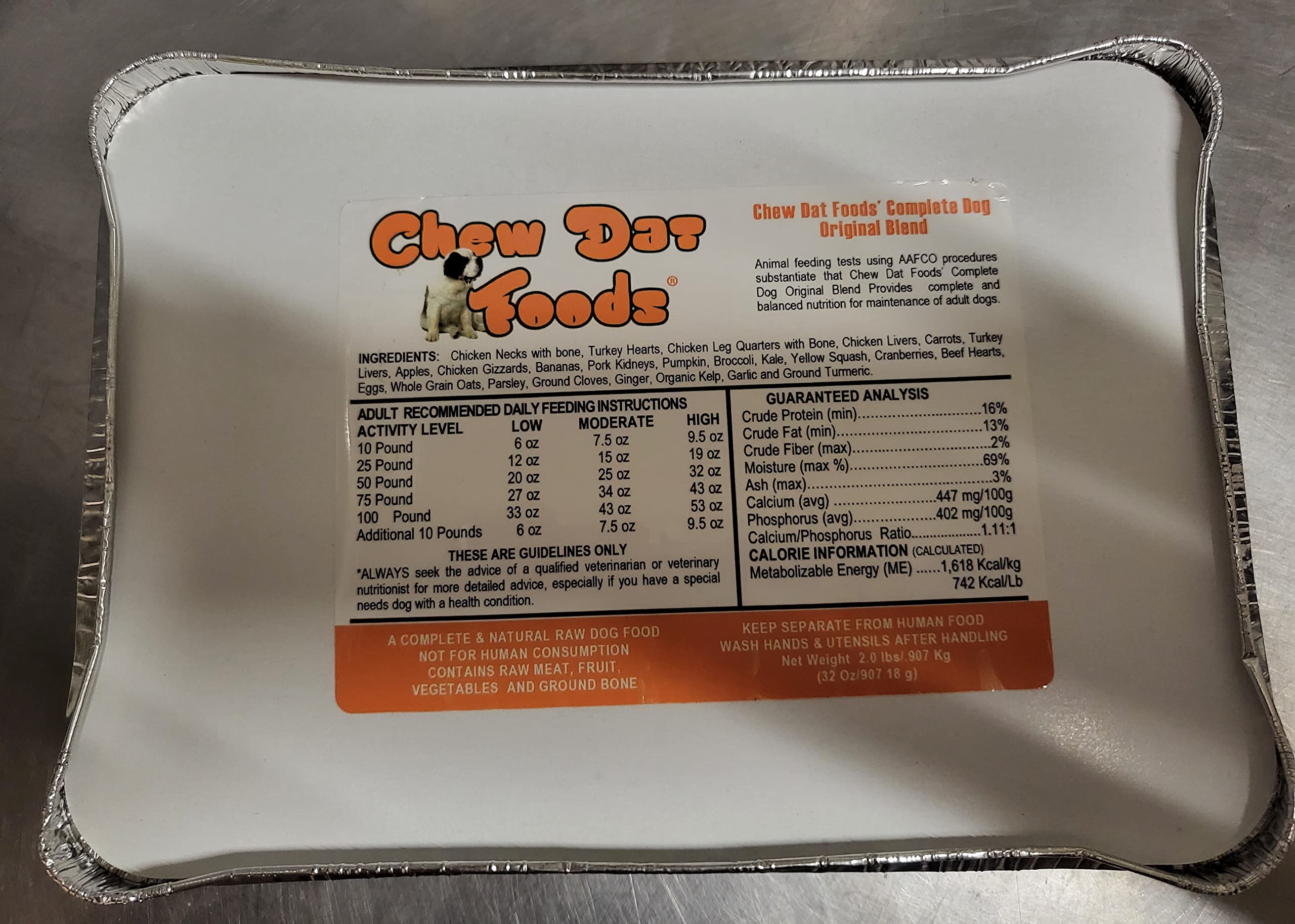 Chew Dat Foods Complete Dog Original Blend - 20lb Human-Grade Raw Dog Food with Balanced Nutrition | Perfect for Adult Dogs & Puppies | Ideal for Raw Feeding & Meal Prep