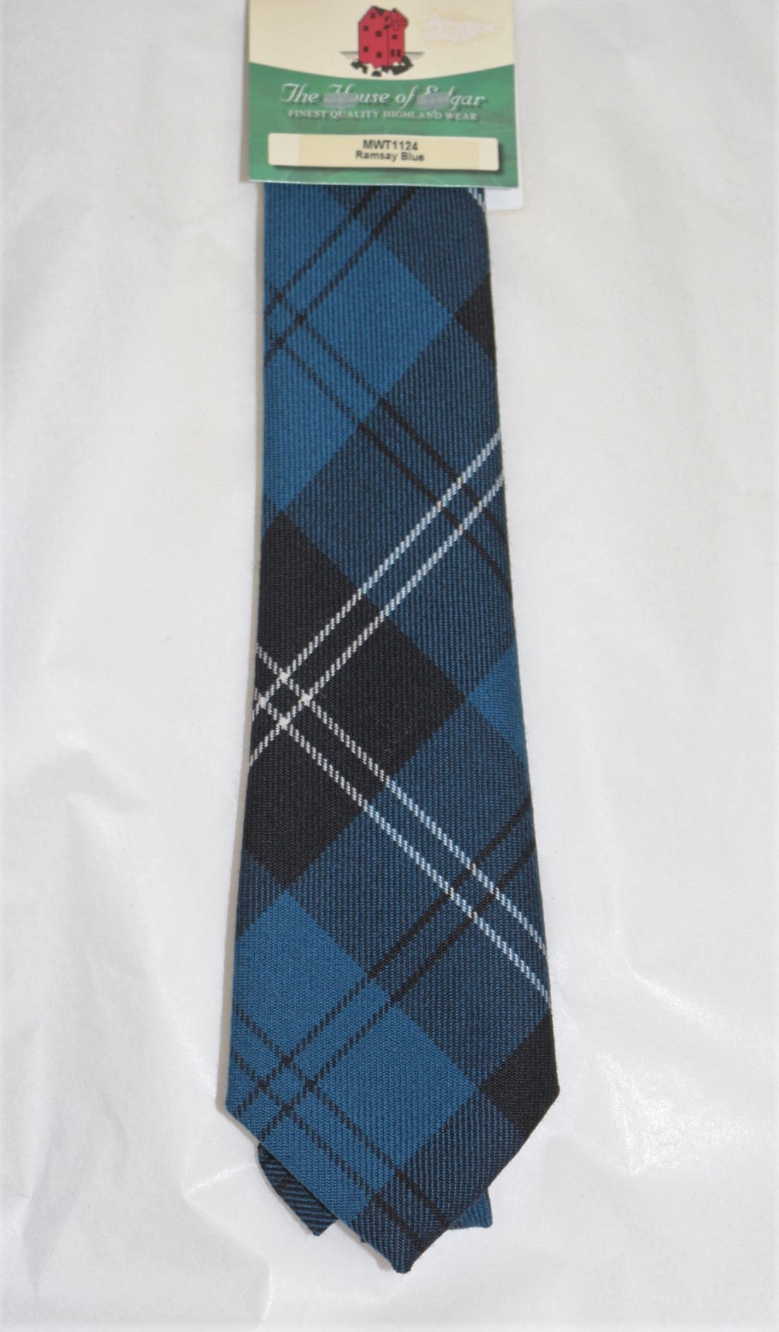 Ramsay Blue Tartan Tie - Premium Scottish Wool Necktie for Men - Perfect for Weddings, Business & Formal Events