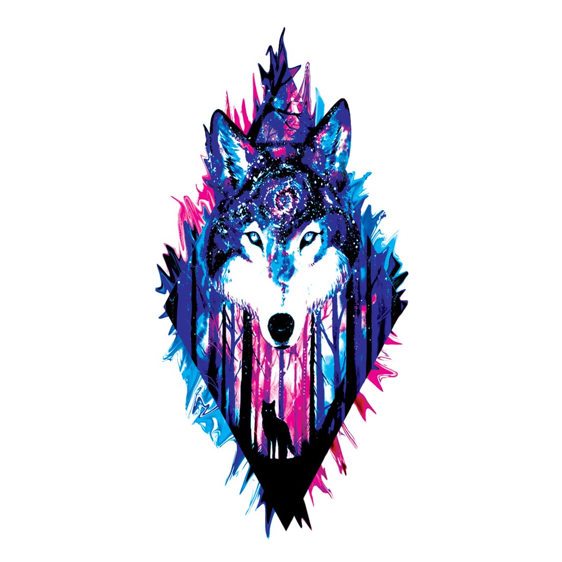 Dark Night Wolf Waterproof Temporary Tattoo for Boys & Girls - Long Lasting Fake Tattoos for Parties, Halloween & Cosplay
