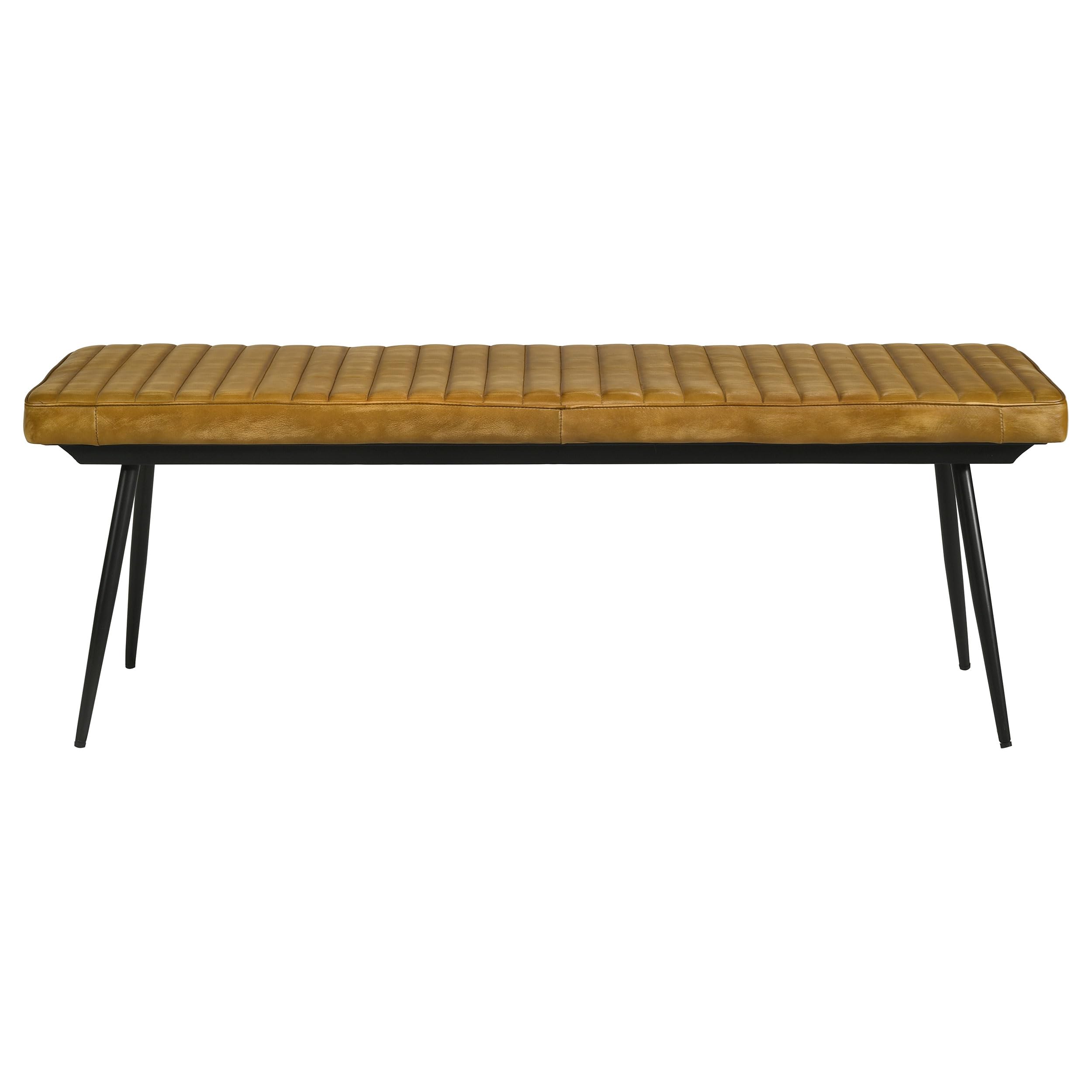 Coaster Furniture Misty Cushion Side Bench in Camel & Black - 110643 - Perfect for Entryway, Living Room, or Bedroom Seating