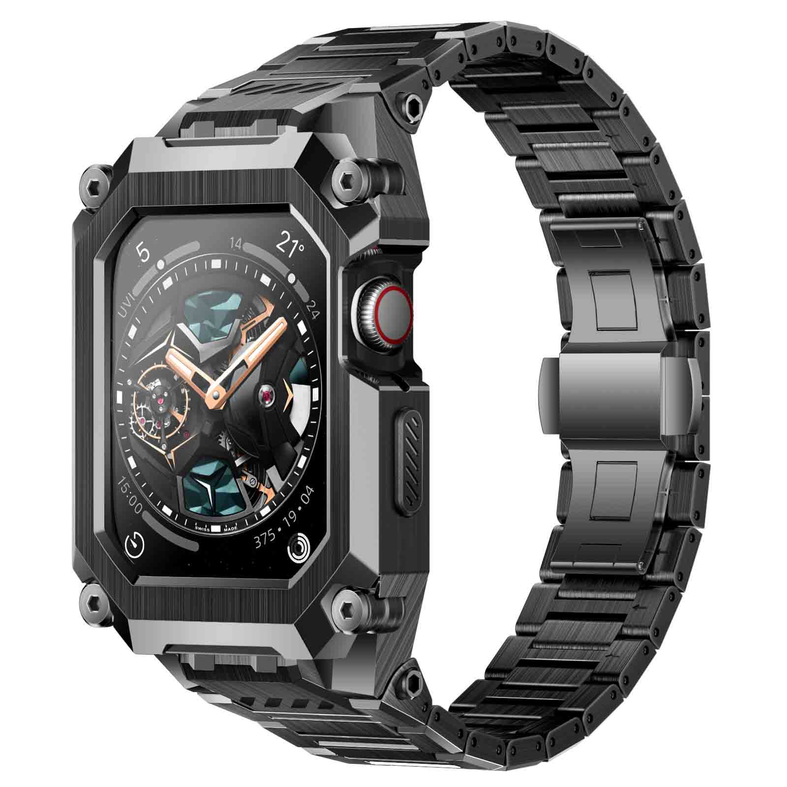Premium UB Steel Stainless Steel Band for Apple Watch - Black | Durable Metal Replacement Strap for Workout, Office & Everyday Wear