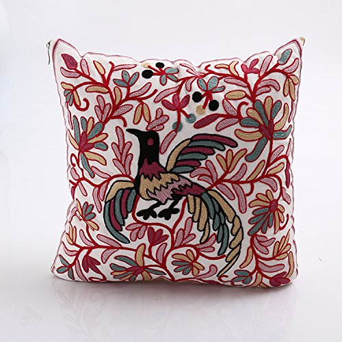 Bohemian Cotton Pillow Sham 18x18 Inches - Exotic Indian Style Embroidered Throw Pillow Cover for Sofa, Cushion & Home Decor | Perfect for Living Room, Bedroom & Boho Chic Decor