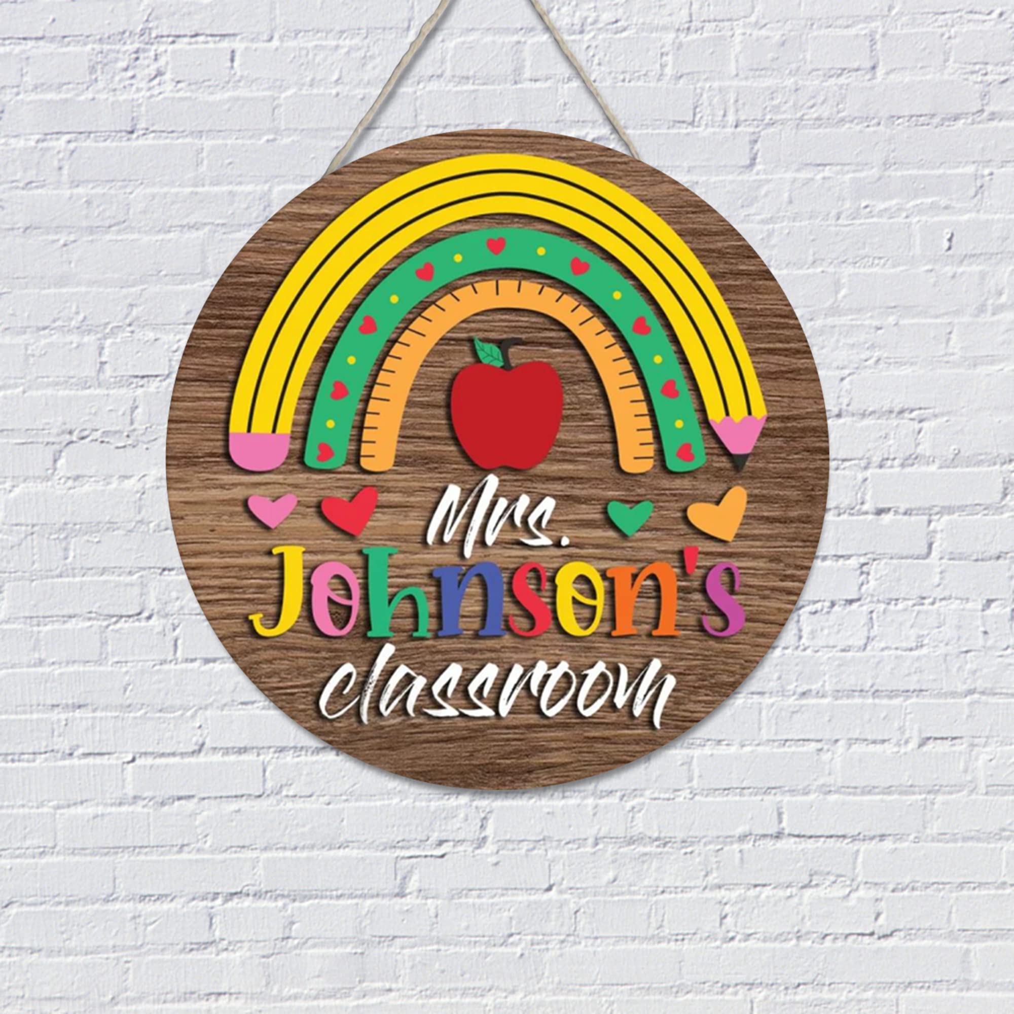 Personalized Teacher Name Signs - Boho Rainbow Classroom Decor for School Door & Appreciation Gifts