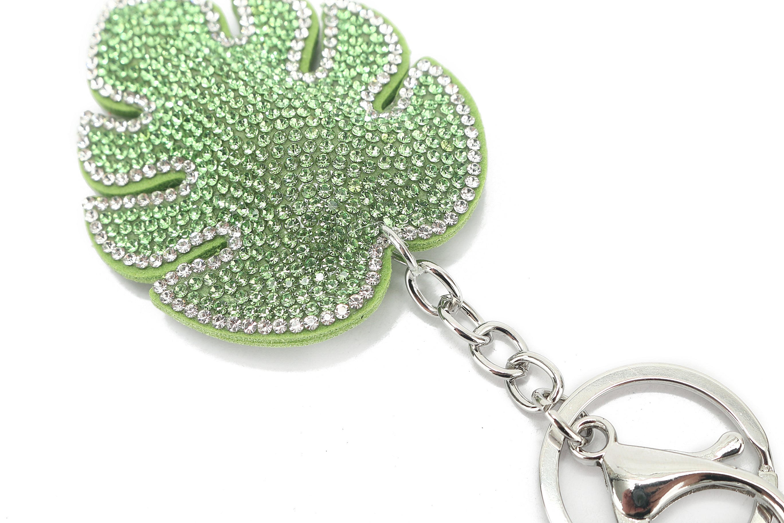 Crystal Monstera Leaf Bag Charm - Elegant Green Pendant for Handbags, Backpacks & Accessories | Perfect Gift for Women & Fashion Lovers