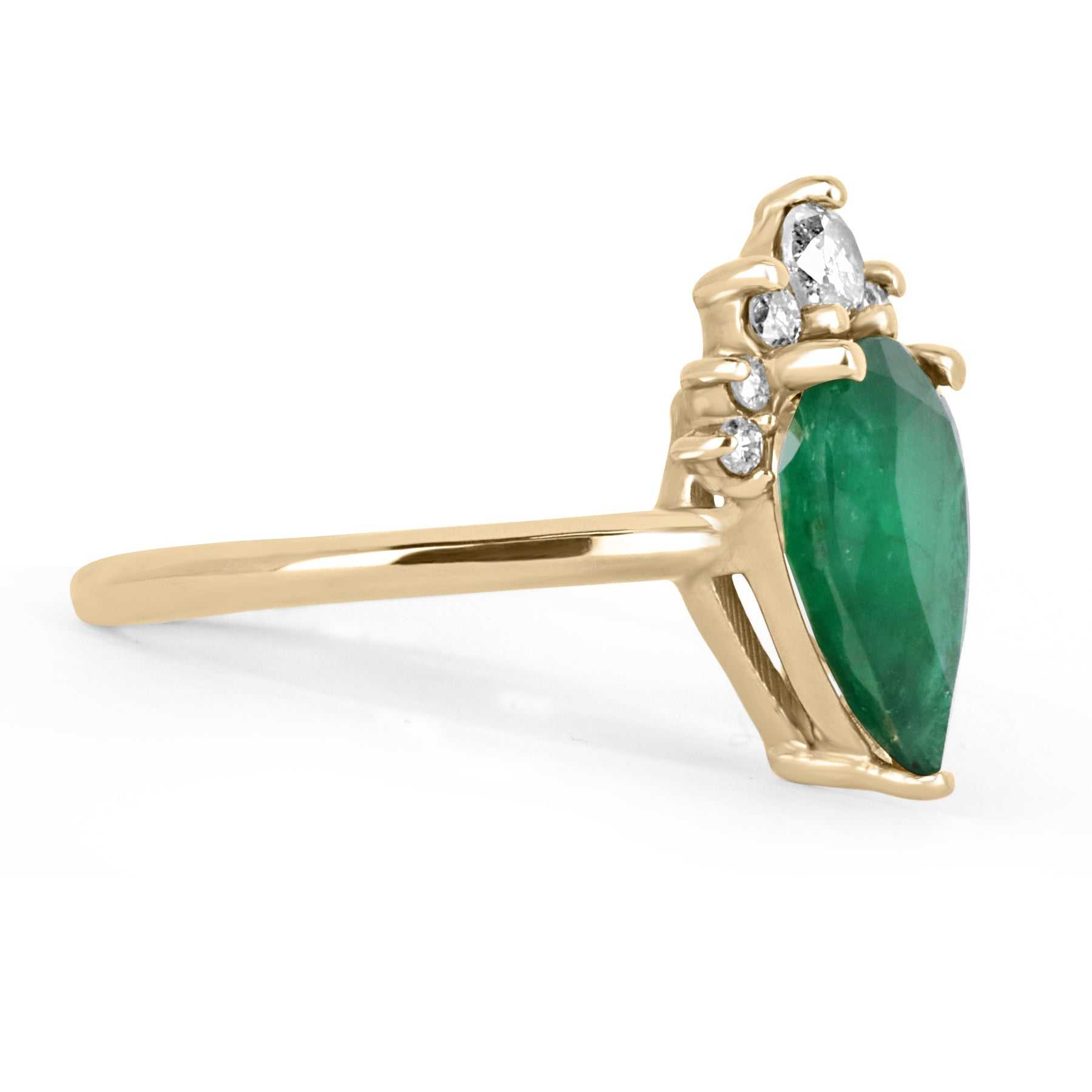 2.67tcw Dark Rich Green Emerald & Diamond Tiara Ring in 14K Gold - Elegant Bridal Jewelry for Weddings, Prom & Special Occasions
