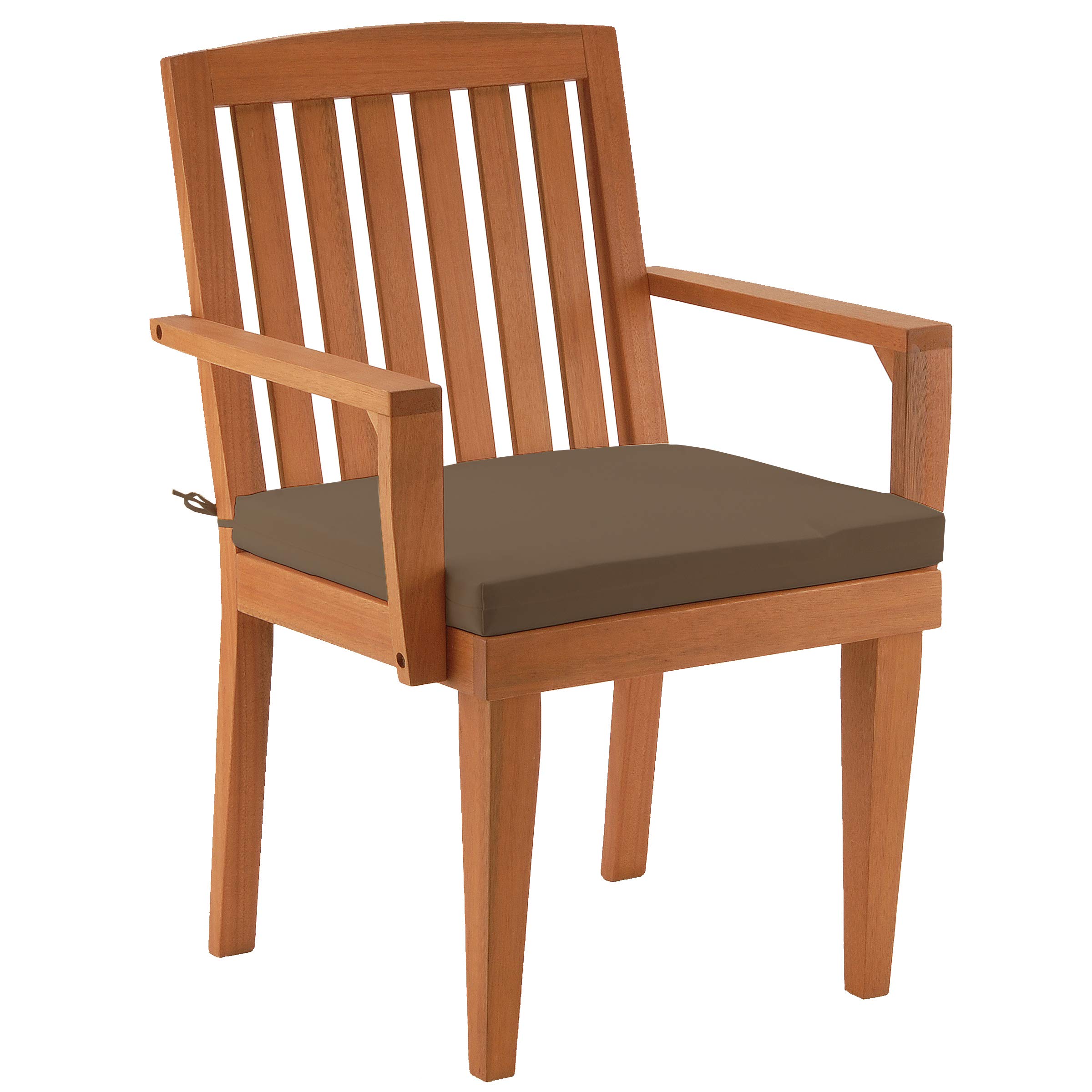 Premium Eucalyptus Wood Patio Dining Armchair with Chocolate Brown Cushion - Outdoor Garden Furniture for Backyard, Deck, and Poolside Relaxation