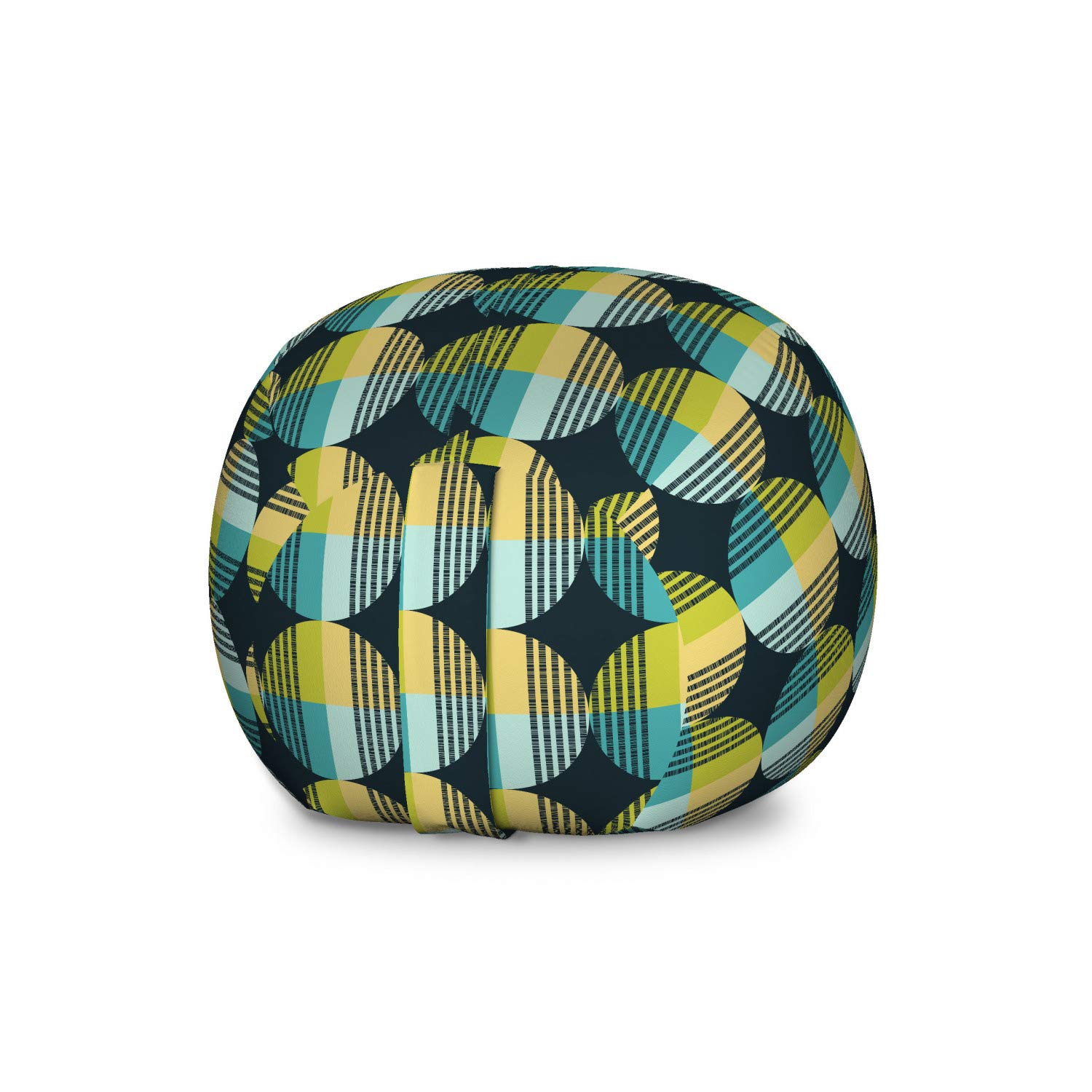 Ambesonne Abstract Toy Storage Bag Chair - Large Washable Organizer for Stuffed Animals with Retro Geometric Pattern, Multicolor - Perfect for Kids' Rooms, Playrooms & Nursery Organization