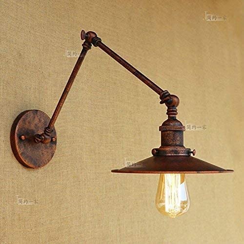 Vintage Adjustable Wall Sconce Lamp - Classic Iron Single Head Double Arm Wall Light with Rustic Edison Bulb & E27 Socket - Perfect for Home, Bar, Restaurant, Coffee Shop, and Club Decor - Creates Cozy Ambiance for Dining, Reading, and Relaxation