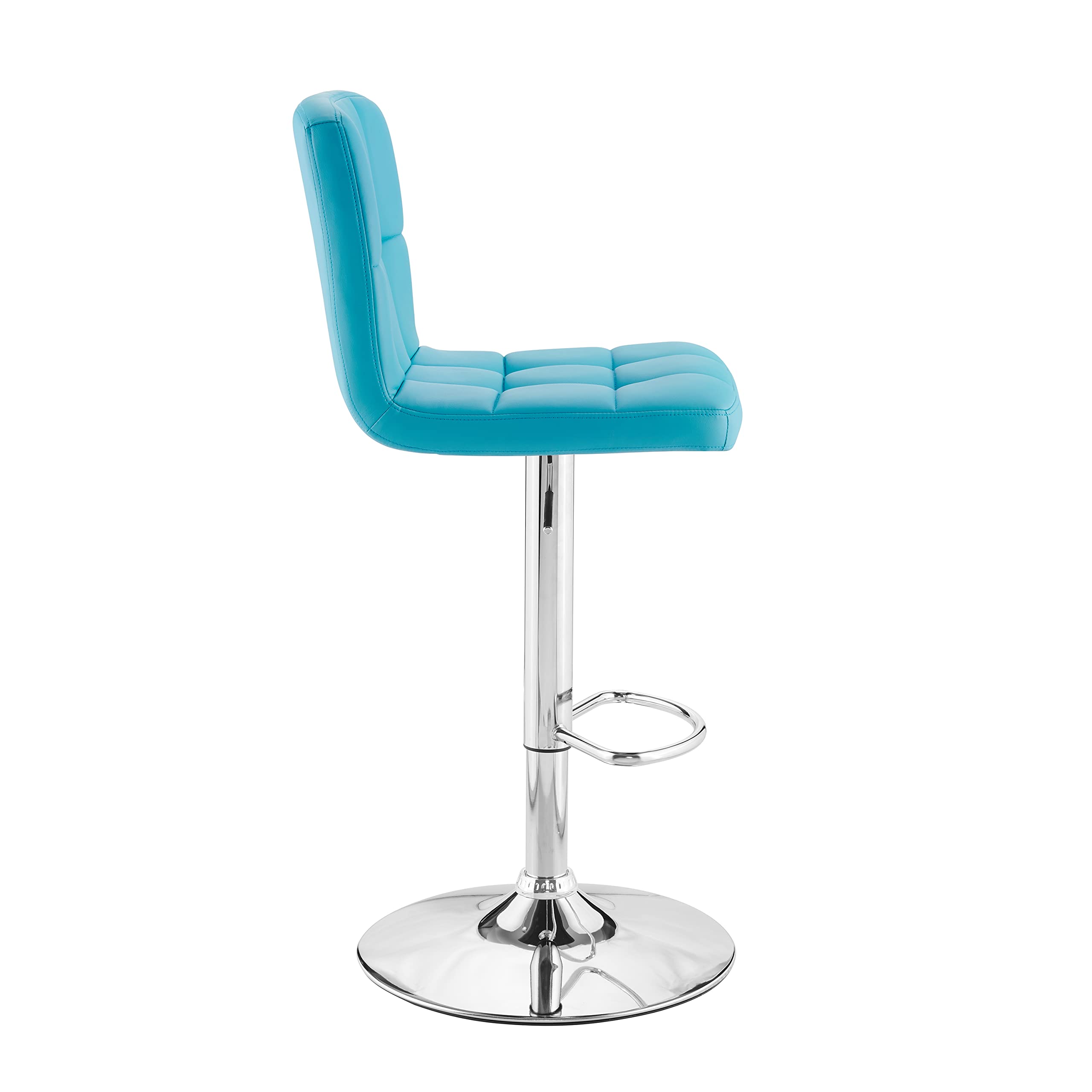 Powell Clayton Adjustable Bar Stool - Teal Faux Leather & Chrome Metal Finish - Modern Kitchen Island, Breakfast Nook & Home Bar Seating