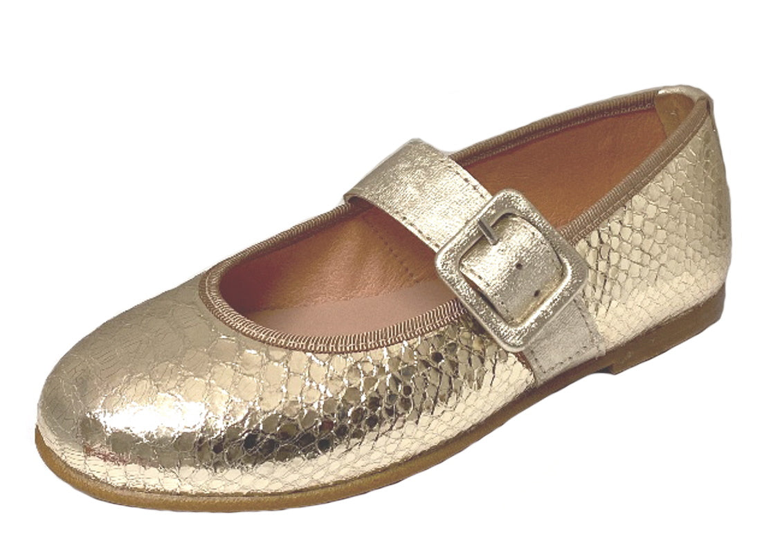 Clarys Girls' Gold Platino Buckle Mary Jane Dress Shoes for School, Party & Special Occasions
