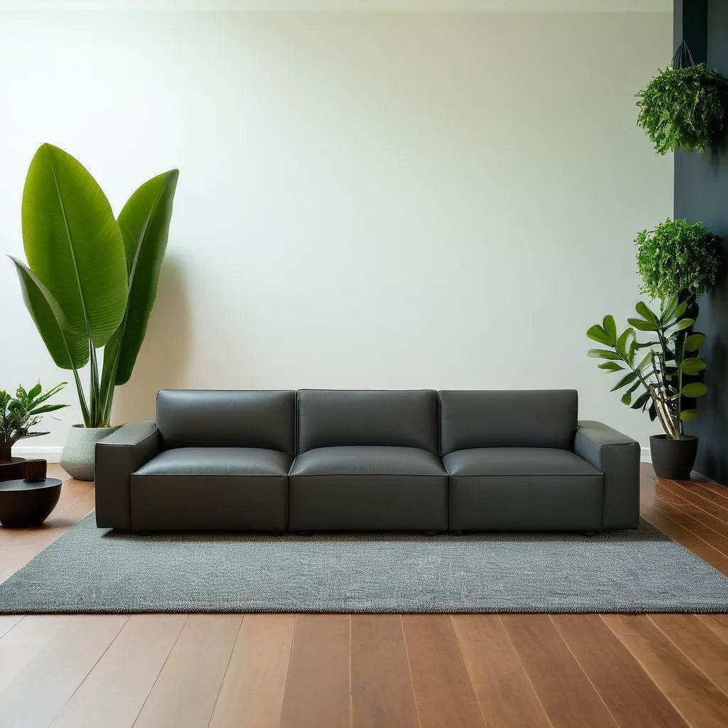 Giacomo Faux Leather 4-Seater Sofa Set - Pet Friendly, Scratch Resistant, Modern Living Room Furniture for Home, Office & Lounge Areas