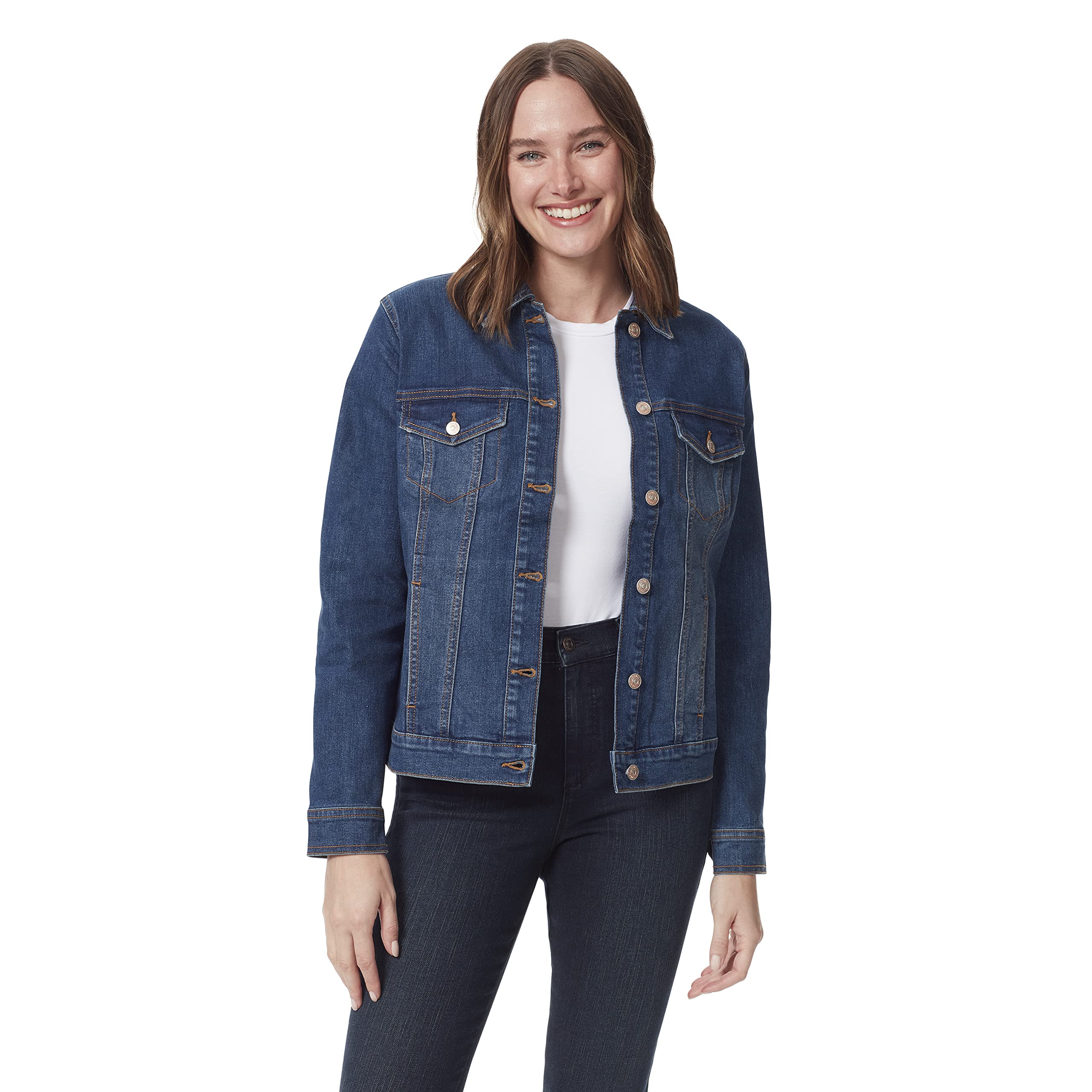 Gloria Vanderbilt Women's Amanda Denim Jean Jacket - Classic Stretch Denim Jacket for Women | Casual Outfit Essential for Fall & Spring Layering