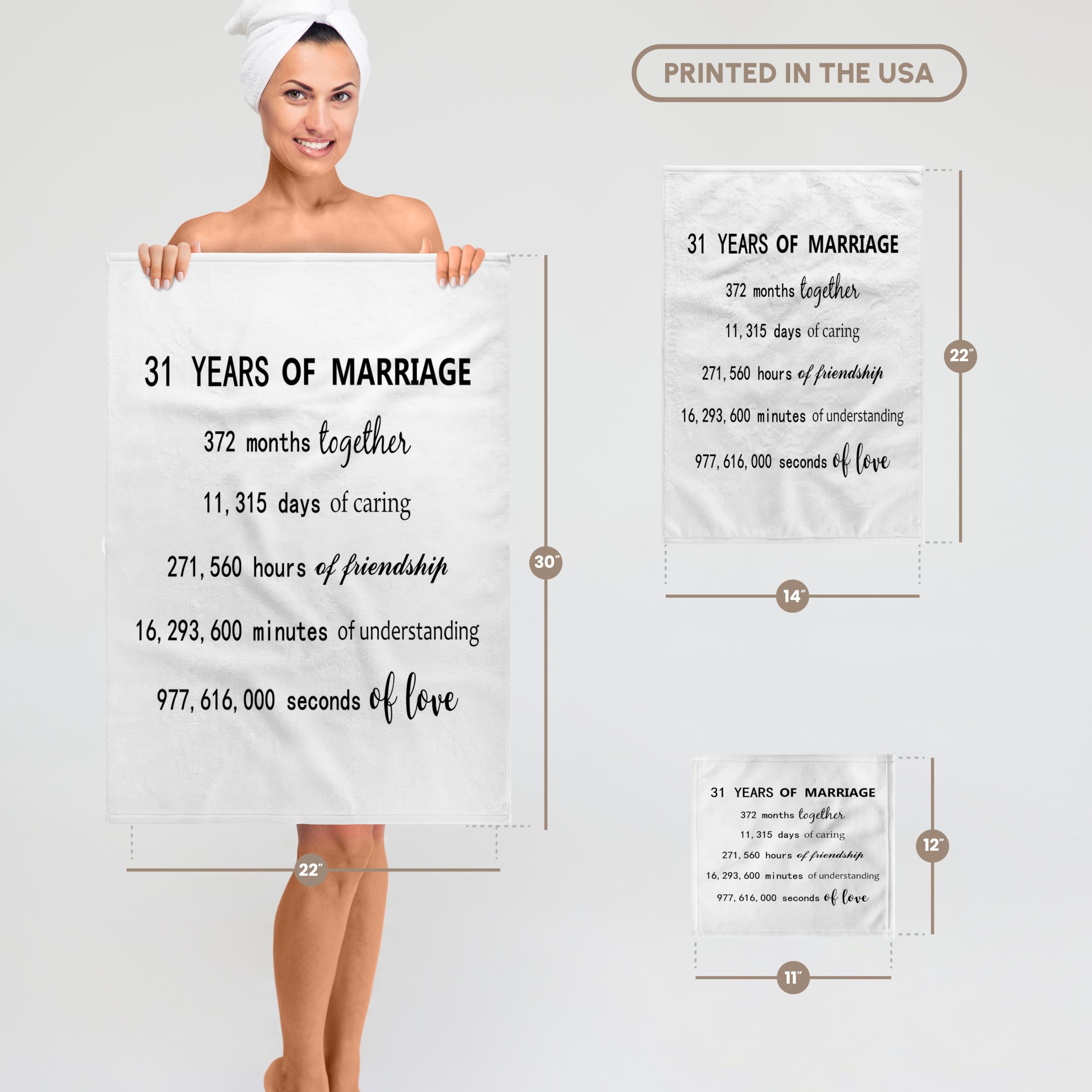 3D Rose 31st Wedding Anniversary Towel - 31 Years of Marriage Celebration Gift for Couples - Personalized Cotton Kitchen & Bath Towel Set - Perfect for Anniversary Gifts, Home Decor & Romantic Surprises