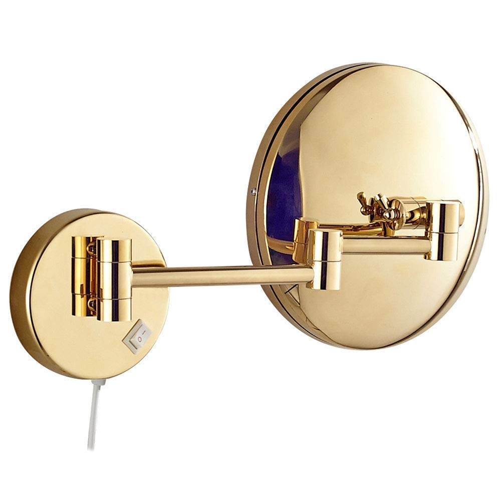 FUDGIO 8 Inch LED Magnifying Makeup Mirror with Light, Wall Mounted Vanity Mirror for Bathroom - Gold Brass Frame, 3X Magnification (Perfect for Makeup Application, Skincare Routine & Grooming)