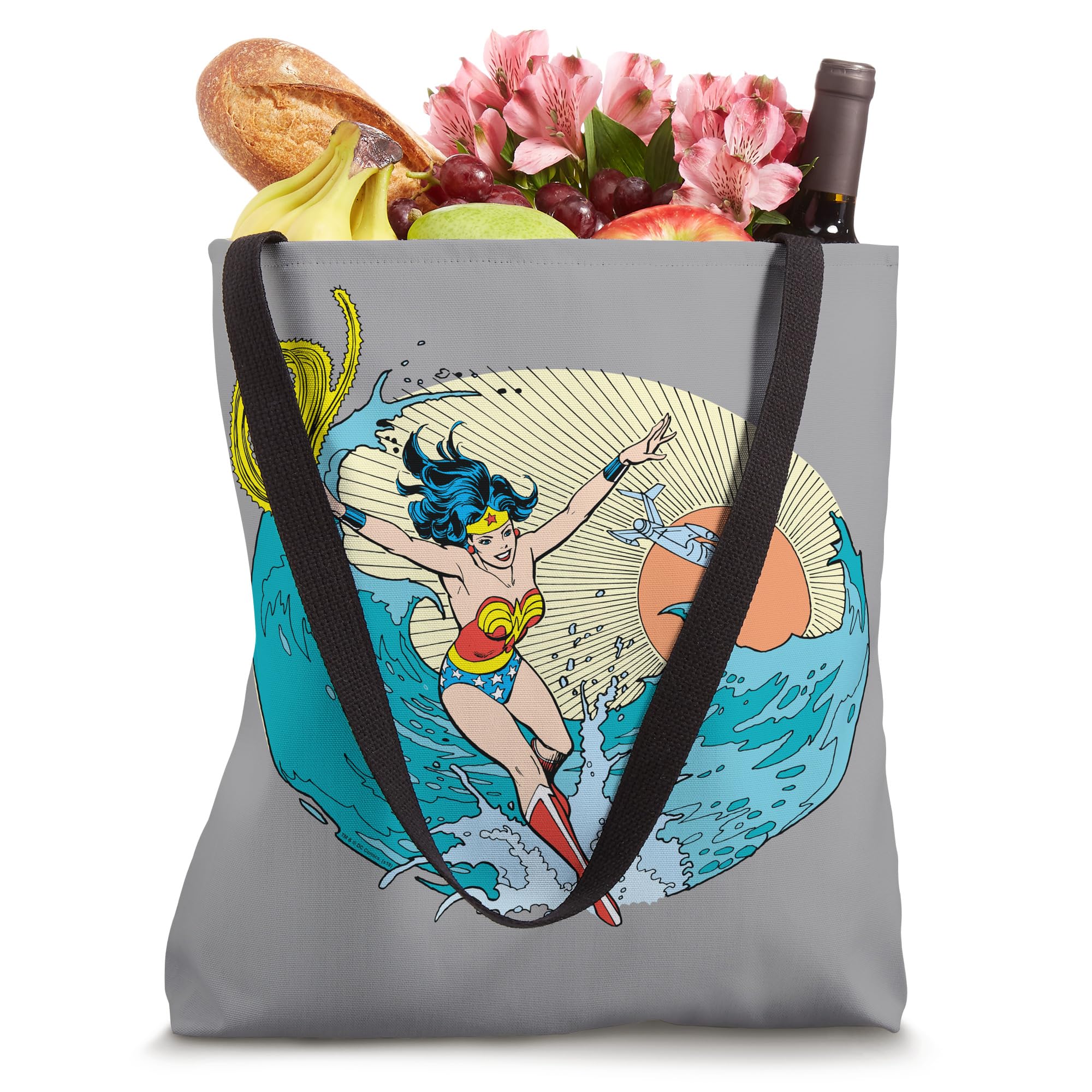 Wonder Woman Waves Tote Bag - Stylish Superhero Beach Bag for Women, Perfect for Shopping, Travel & Comic Conventions