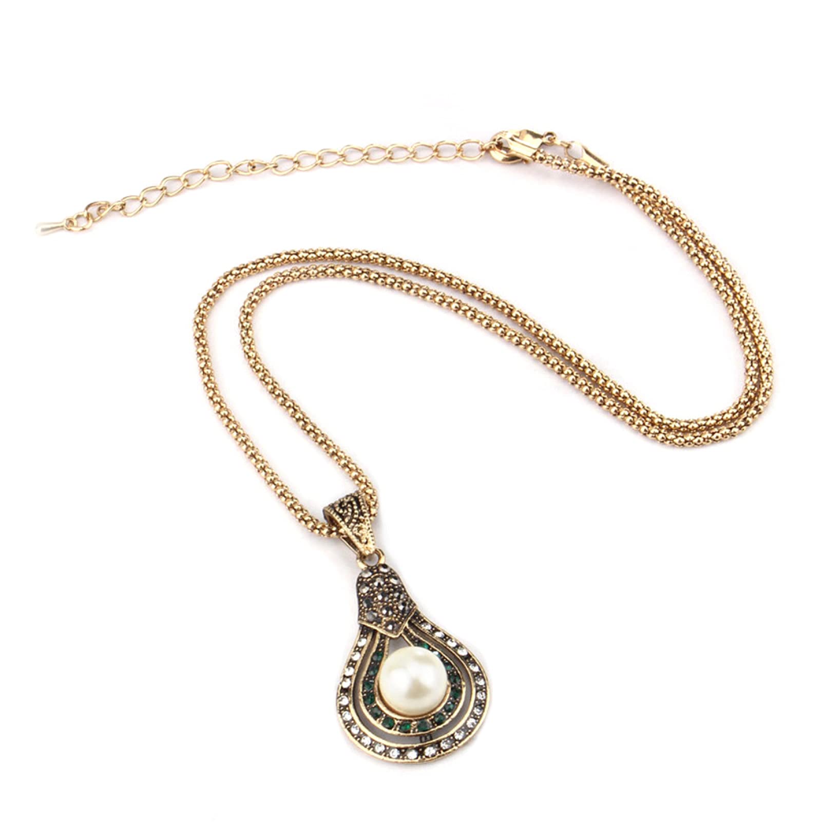 Turkish Style Bridal Jewelry Set for Women - Faux Pearl Necklace, Earrings & Ring Set | Elegant Wedding, Party & Special Occasion Gift for Girls & Brides