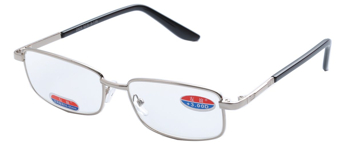 Premium Metal Rectangular Glass Lens Reading Glasses for Men & Women - Fashionable Blue Light Blocking Readers for Office, Reading & Computer Use