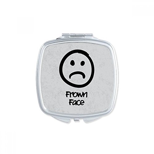 DIYthinker Frown White Cute Chat Happy Pattern Square Mirror - Portable Compact Pocket Makeup Mirror with Double Sided Glass - Perfect for Travel, Home Vanity & Gift Giving