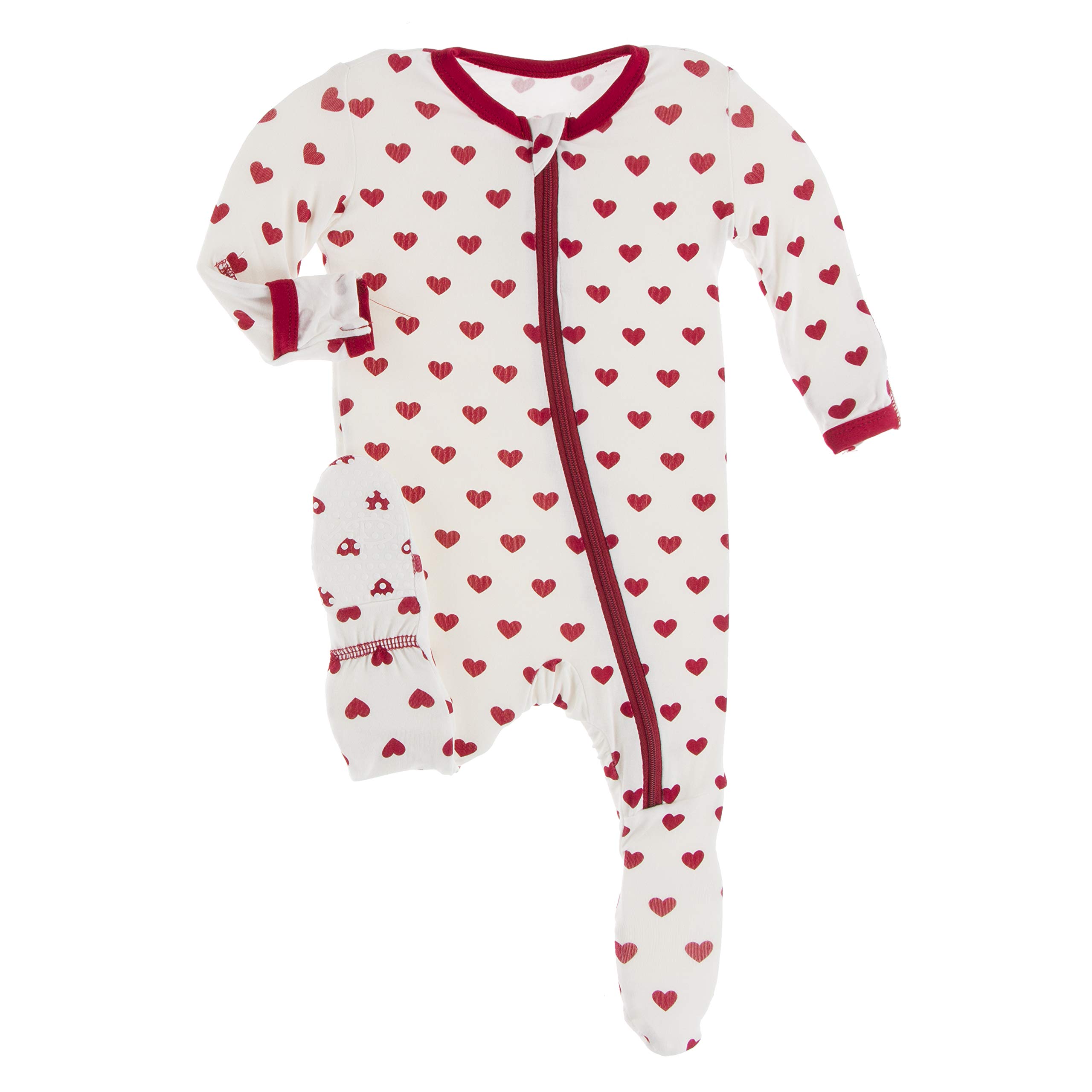 KicKee Full of Hearts Baby Footie Pajamas with Zipper - Soft One-Piece Sleepwear for Boys & Girls - Perfect for Nursery, Bedtime & Playtime