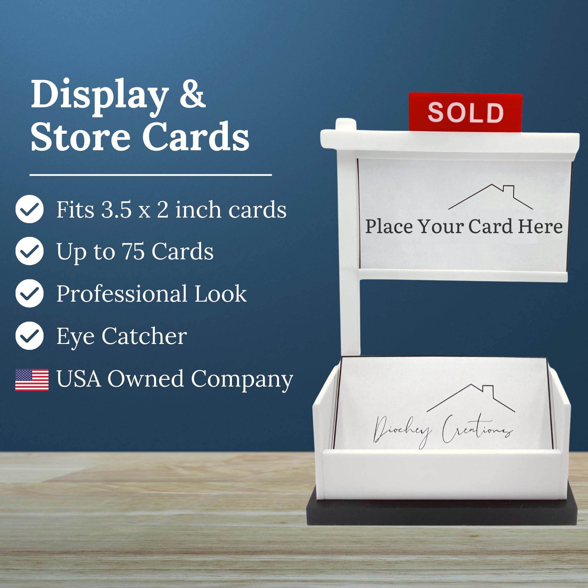 Premium Real Estate Business Card Holder - Elegant Gift for Realtors & Agents | Professional 3.5x2 inch Card Display for Open Houses & Client Meetings | Perfect for Networking, Office Desk & Real Estate Events