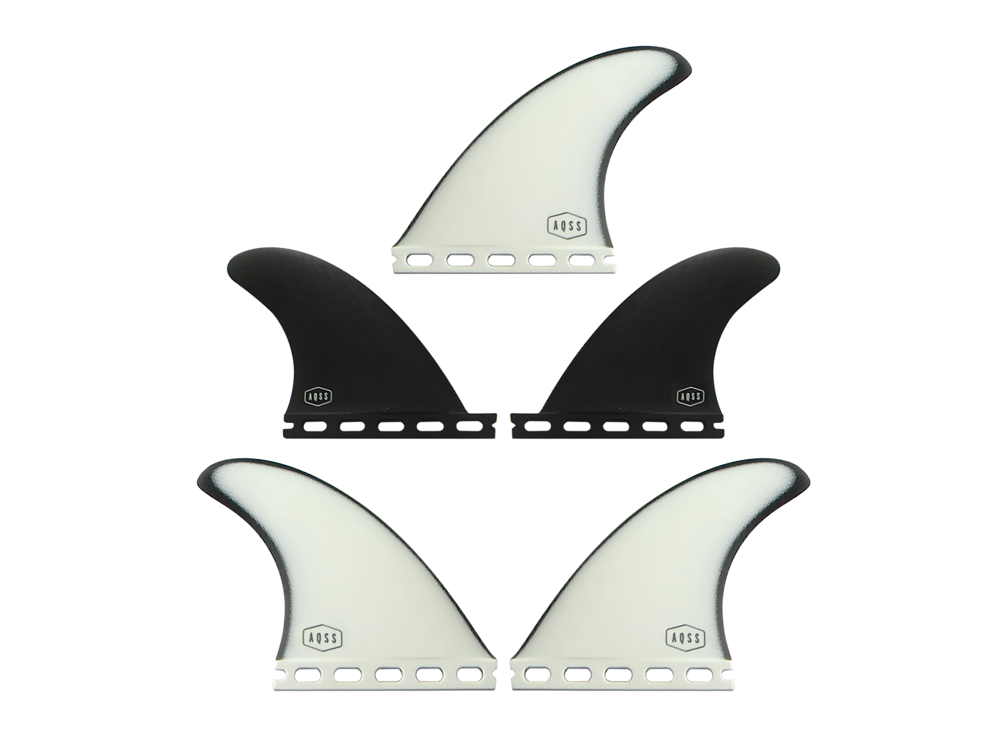 AQSS MIDNIGHT Single Tab Rear Quad (2 Fins) Surfboard Fin Set - Perfect for Shortboards & Performance Surfing