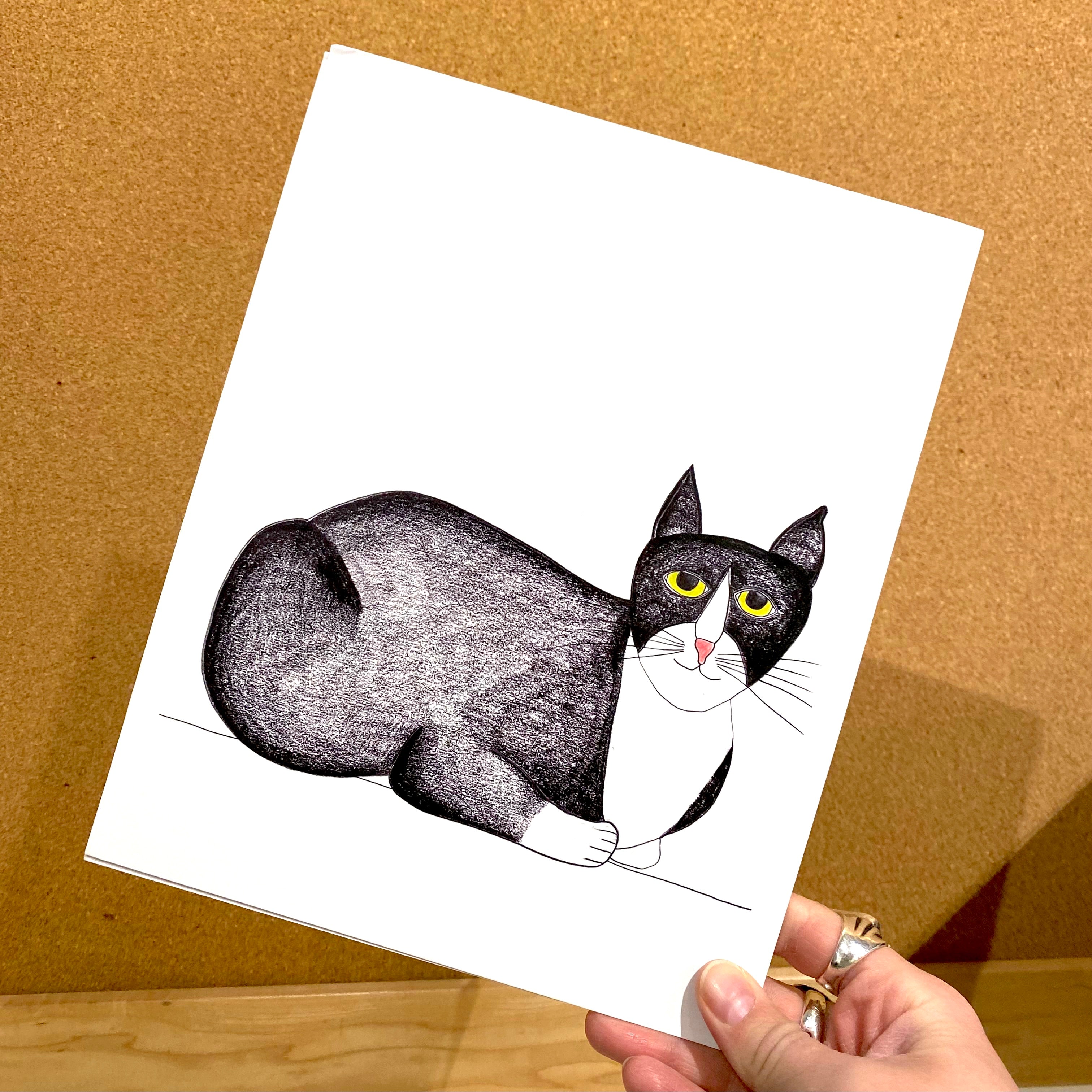 Jasper Cat 8x10 Art Print - Handmade Wall Decor for Living Room, Bedroom & Office - Perfect Gift for Cat Lovers & Home Decor