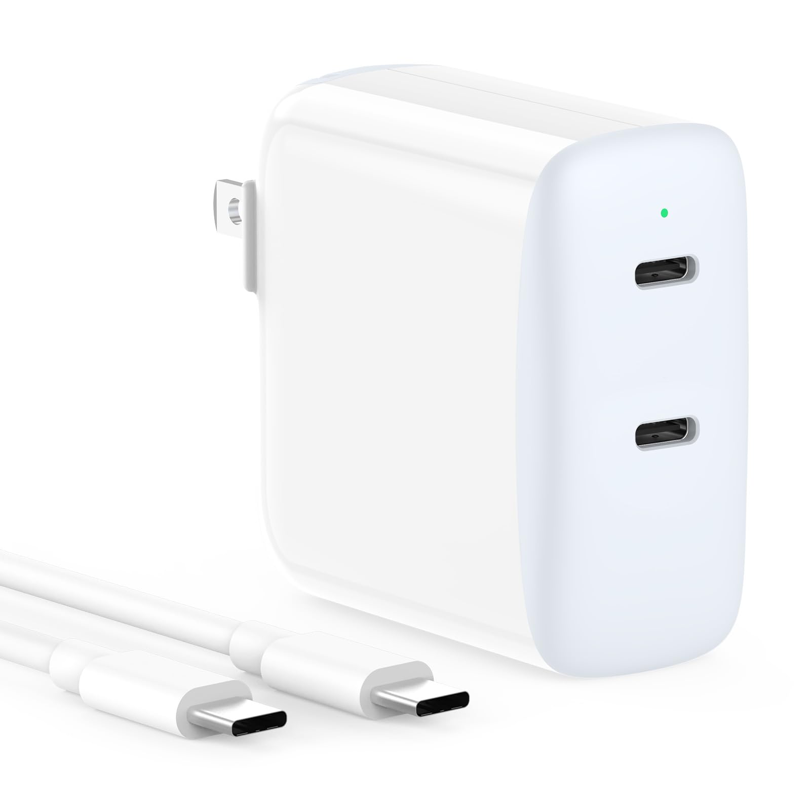 40W Dual USB C Fast Charger for iPad Pro 13/12.9/11 Inch (2020-2024), iPad Air 5/4, iPad Mini 6, iPad 10, iPhone 15/15 Pro Max - Includes 2-Port 20W Type C Wall Charger & 6.6ft USB-C Cable - Perfect for Home, Office & Travel Charging