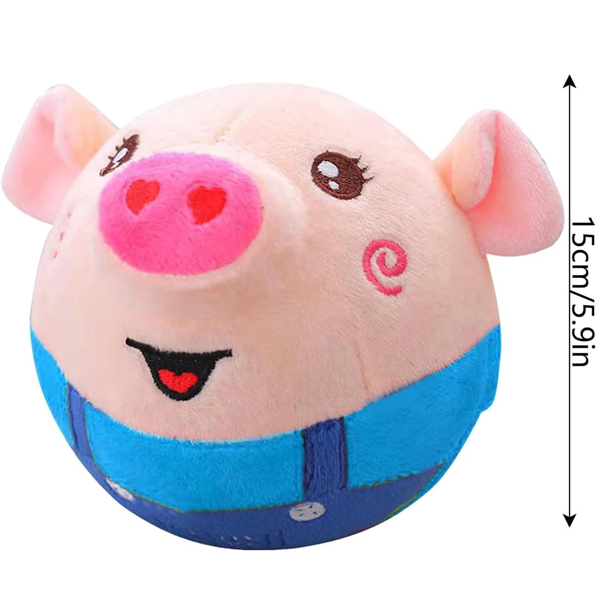 Interactive Moving Pet Plush Toy - Bouncing Ball Dog Toy with Sound for Small Dogs & Cats | Blue Pig Design | Fun Playtime & Exercise for Indoor Pets