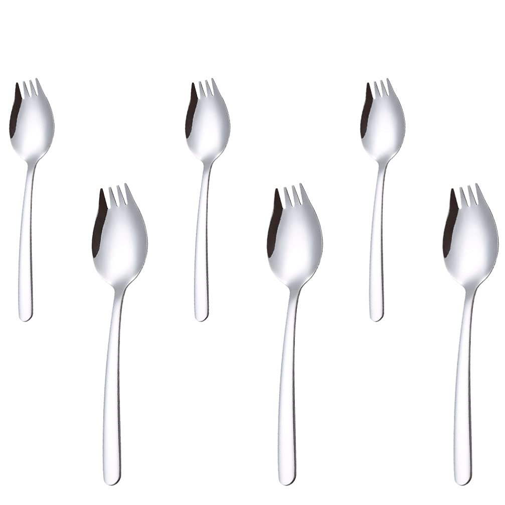 DOITOOL 6-Piece Stainless Steel Outdoor Cutlery Set - Forks, Spoons, Salad Sporks & Ice Cream Scoops - Durable Camping, Picnic, BBQ & Party Tableware for Desserts, Cakes & Outdoor Dining