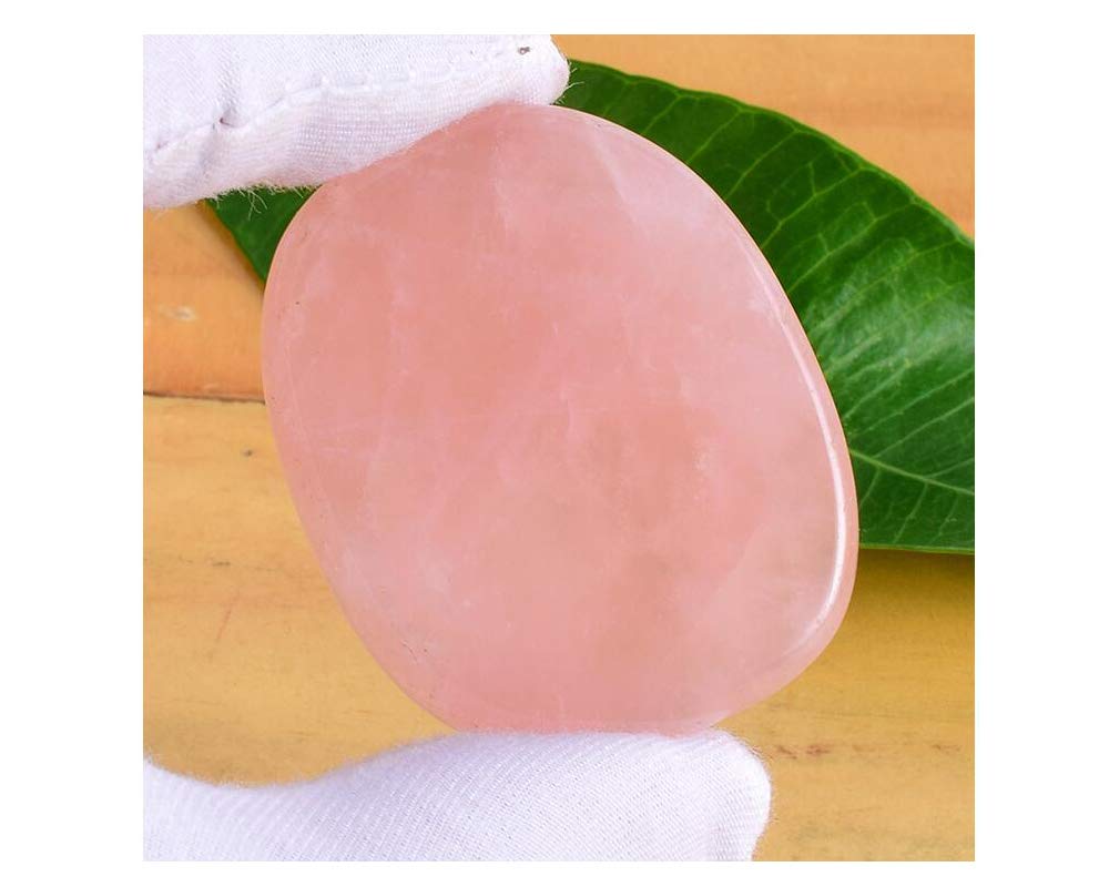 7-Piece Natural Rose Quartz Massage Stones Set - Smooth Healing Crystals for Professional & Home Spa Therapy, Facial & Body Relaxation