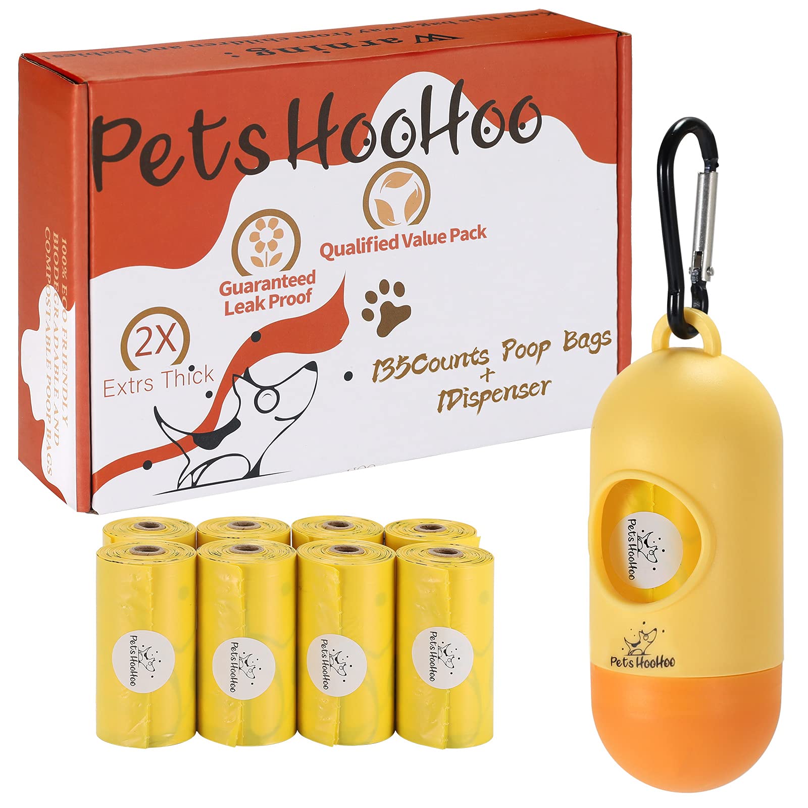 Eco-Friendly Compostable Dog Poop Bags - 100% Biodegradable, Leak Proof Pet Waste Bags (9x13 Inches, 135 Counts with Dispenser) - Perfect for Daily Walks, Park Visits & Outdoor Adventures with Your Dog