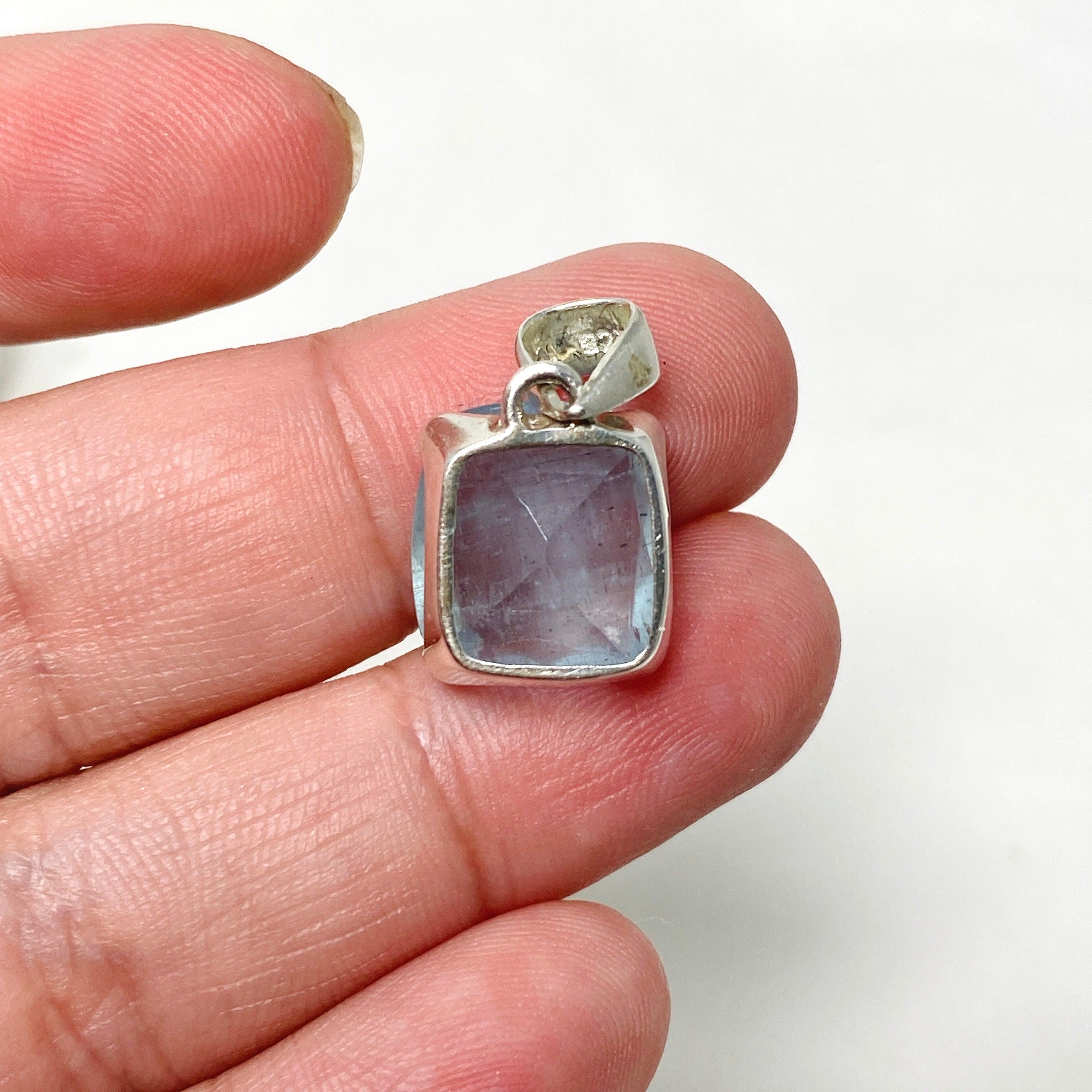 Natural Aquamarine Faceted Rectangle Pendant Necklace - PPGJ748 | Elegant Jewelry Gift for Women, Perfect for Weddings & Special Occasions