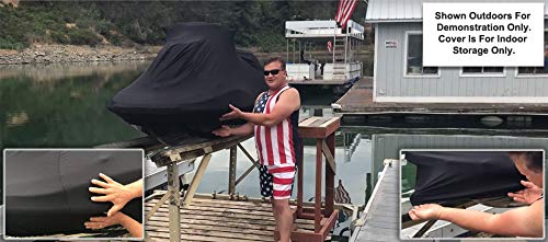 Premium Indoor Jet Ski Cover for 1992-2000 Sea-Doo GTS - Black Satin Stretch Fabric - Dust & Scratch Protection - Includes Free Storage Bag - Perfect for Garage Storage & Winter Protection