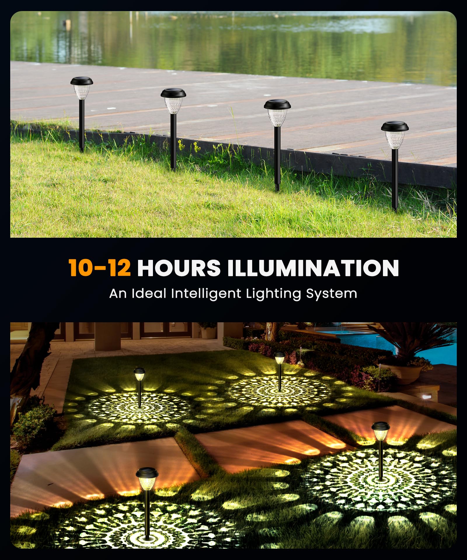 8 Pack Super Bright Solar Lights for Outdoor - Waterproof Solar Pathway Lights with Auto On/Off, 12H Runtime - Perfect for Garden, Yard, and Landscape Lighting (Dusk to Dawn Operation) - Ideal for Walkways, Driveways, and Patio Decor