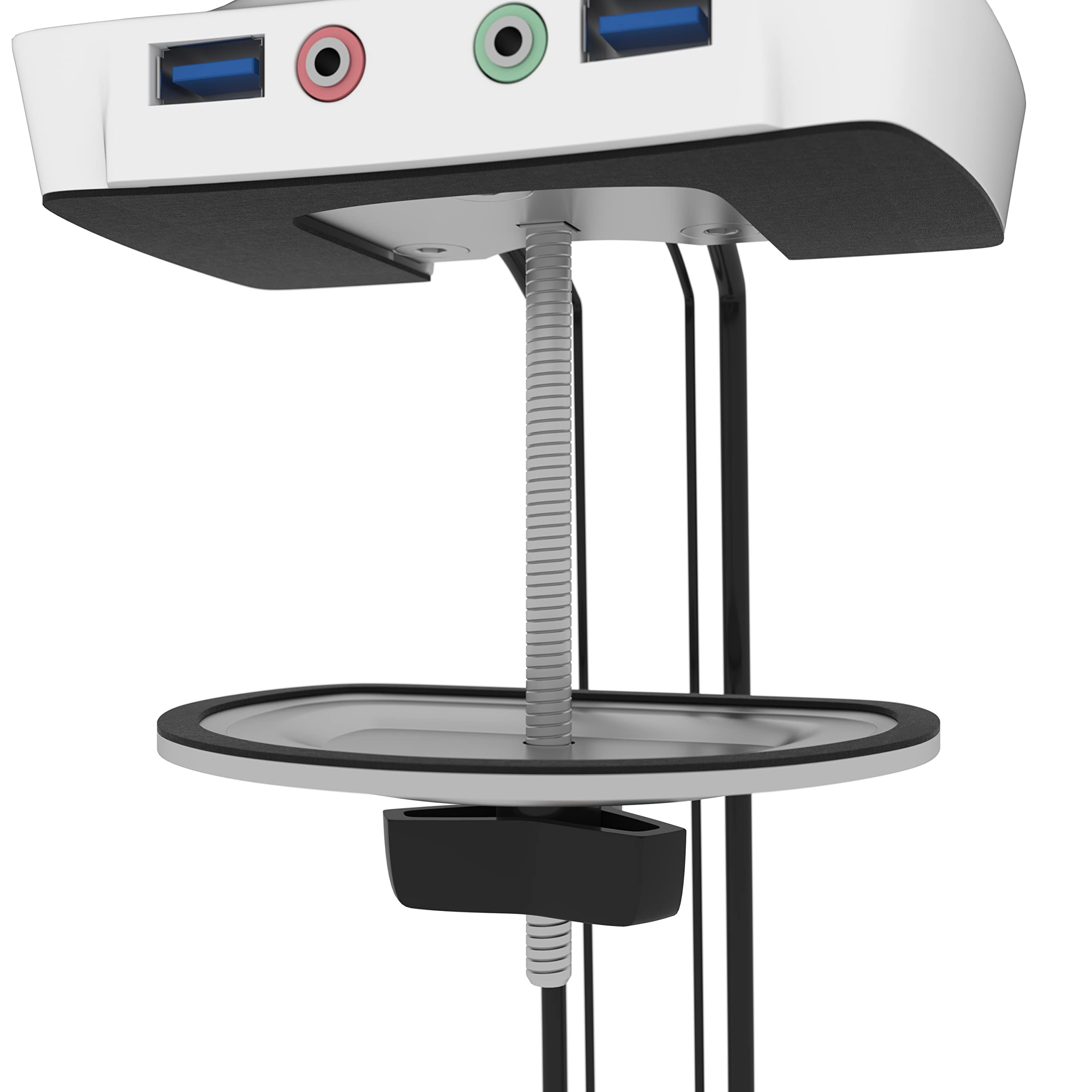 Bestar Universal Dual Monitor Arm with Pistons - White | Adjustable Ergonomic Desk Mount for Home & Office | Perfect for Gaming, Work & Productivity