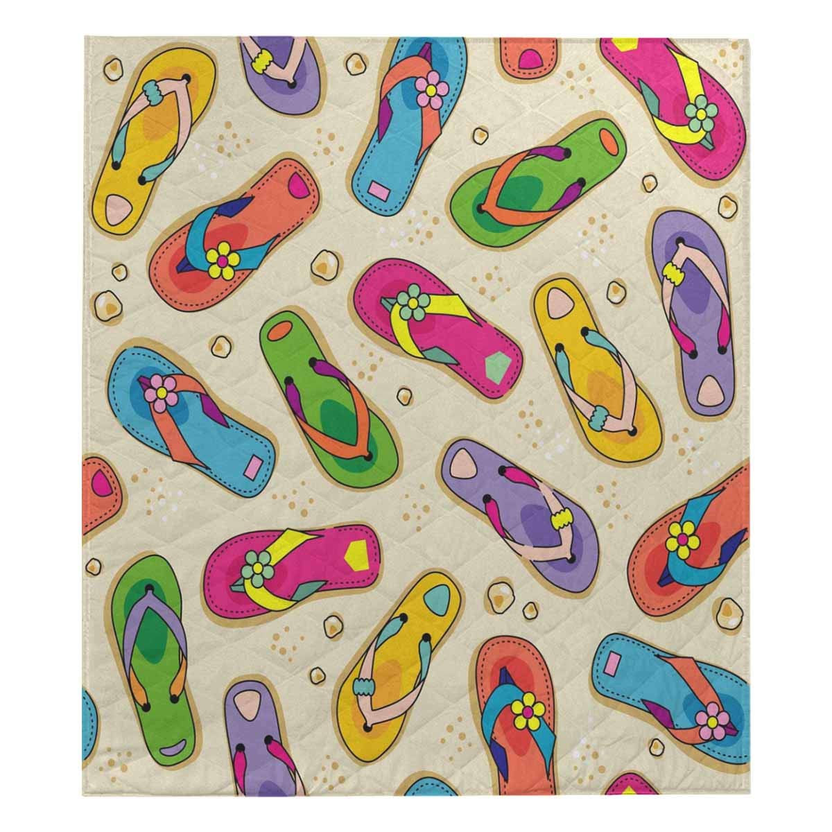 **InterestPrint Flip Flops & Beach Sand Comforter Set – Lightweight Thin Quilt for Summer, Travel, and Coastal Bedroom Decor**    *优化说明：*   - 关键词优化：突出