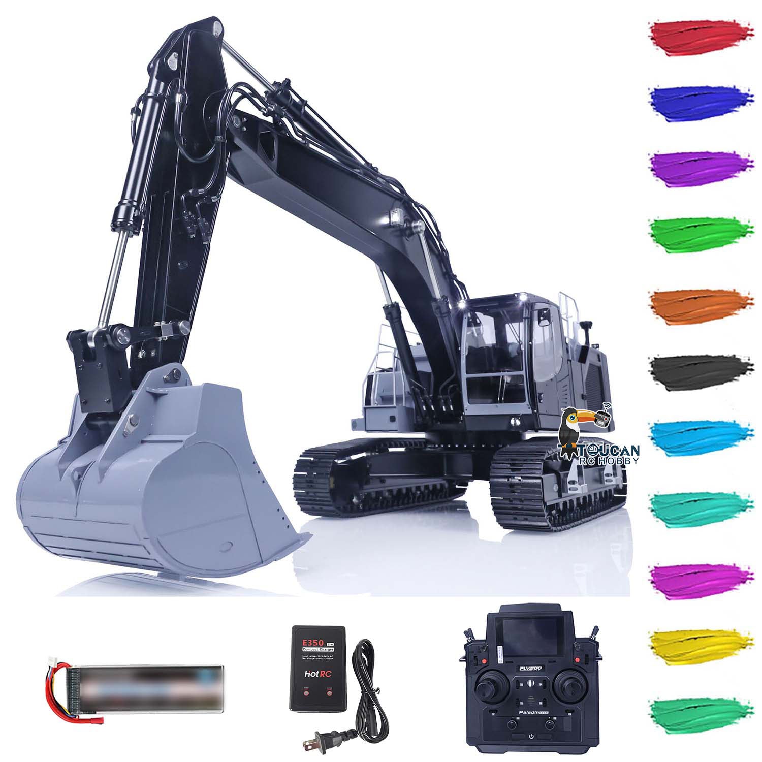 1/14 Scale Metal LESU LR945 RC Hydraulic Excavator - Remote Controlled Digger Toy with PL18EV Lite ESC & Servo for Construction Simulation and Outdoor Play