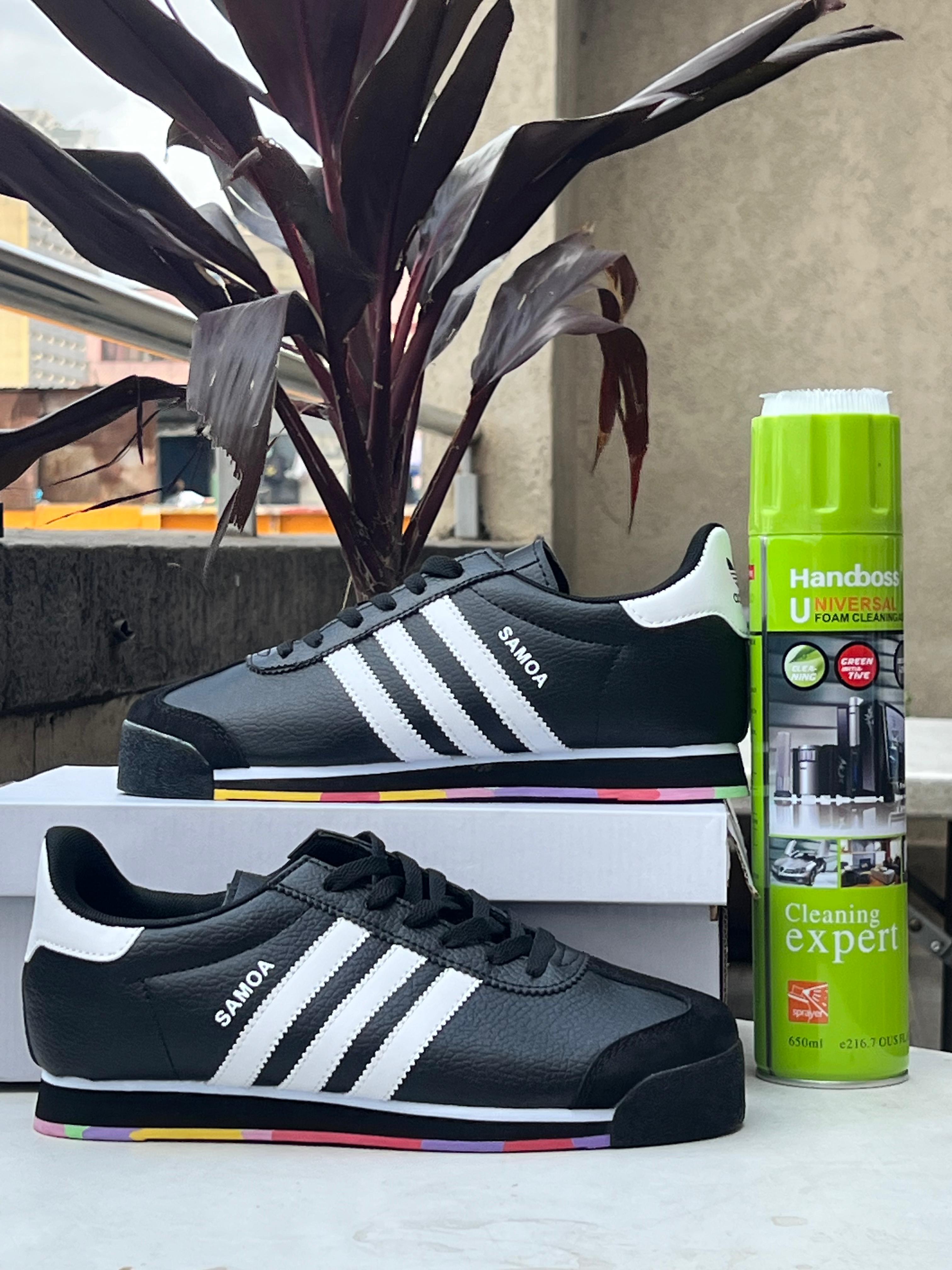 Adidas Samoa Sneakers for Men - Black & White Classic Casual Shoes for Running, Walking & Everyday Wear
