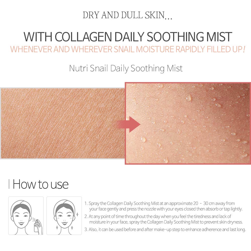 Esfolio Collagen Daily Soothing Mist - Hydrating Facial Spray for Dry & Sensitive Skin | Boosts Elasticity & Softness | Lightweight, Non-Sticky Formula | 150ml (5.07 oz) | Perfect for Travel, Gym & On-the-Go Refreshment