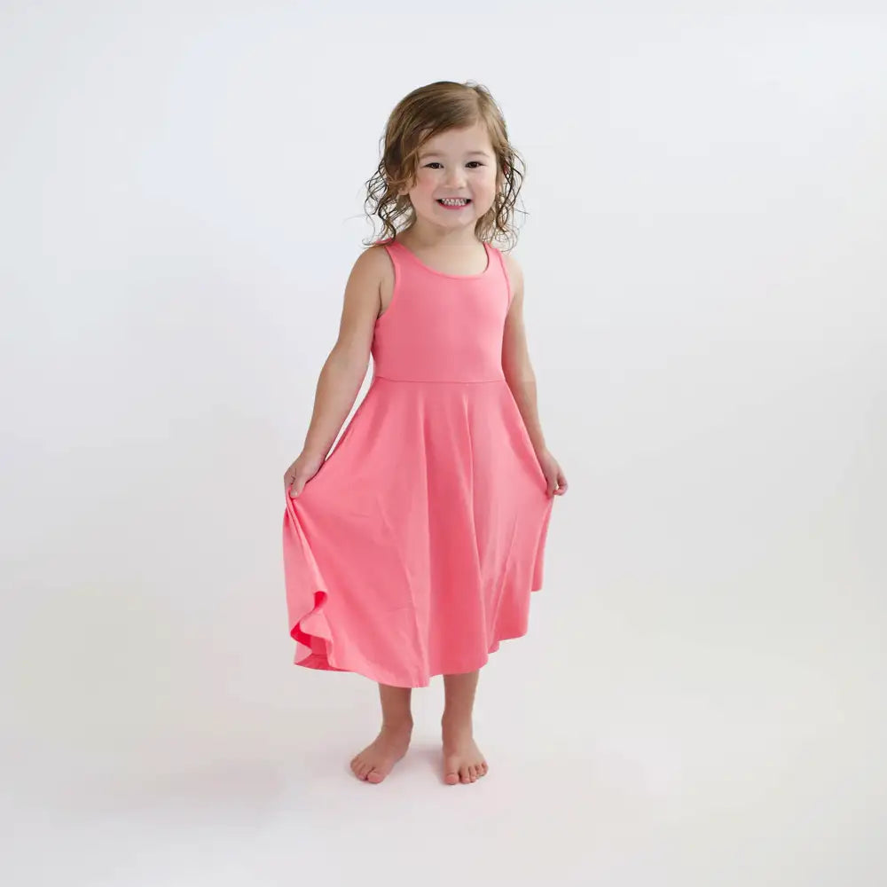 Kyte Baby Guava Tank Twirl Dress - Soft & Comfortable Baby Girl Outfit for Summer, Playdates & Special Occasions