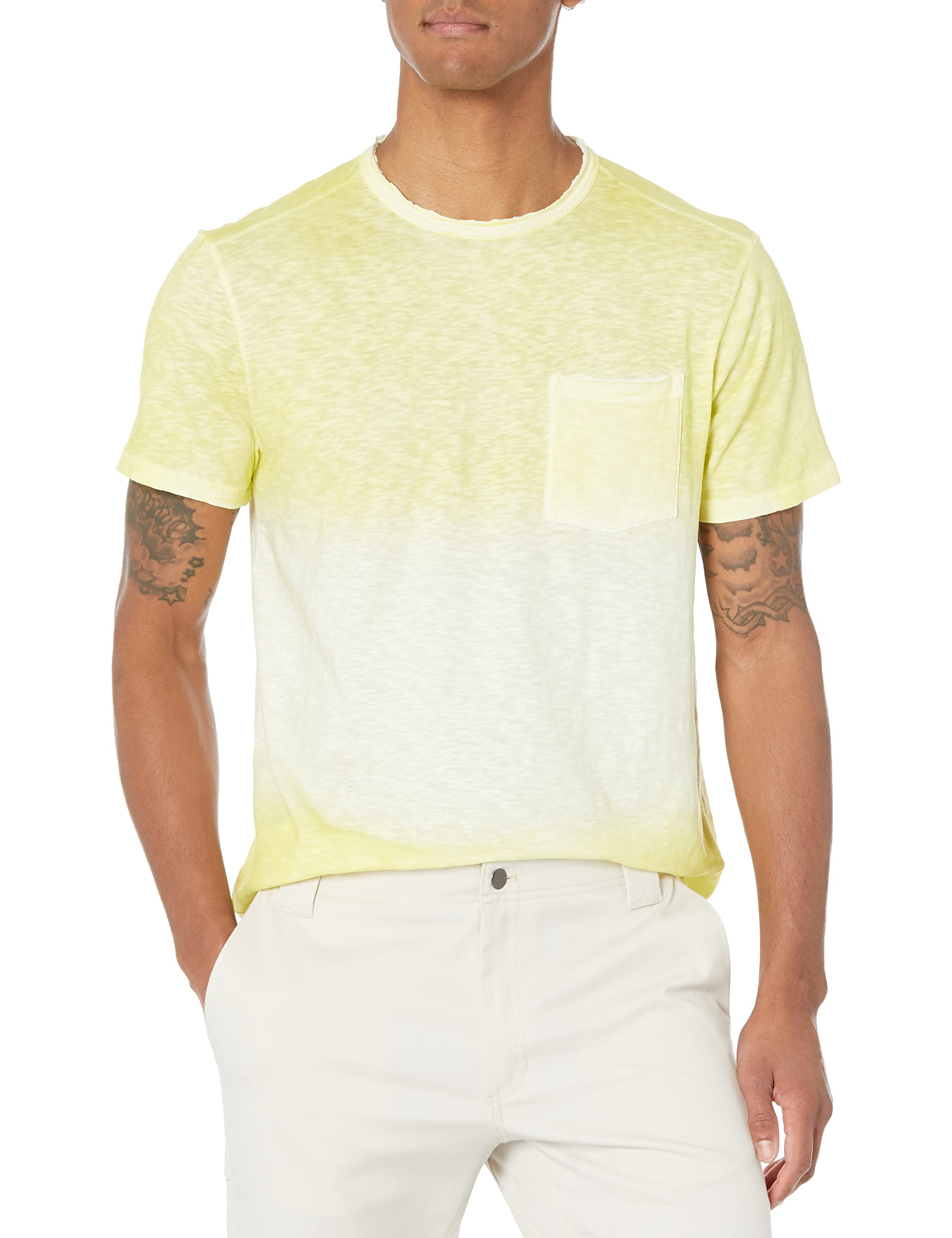 John Varvatos Men's Cooper Short Sleeve Sunbleach Wash Crew Neck T-Shirt - Casual Vintage Style Cotton Tee for Everyday Wear & Summer Outfits