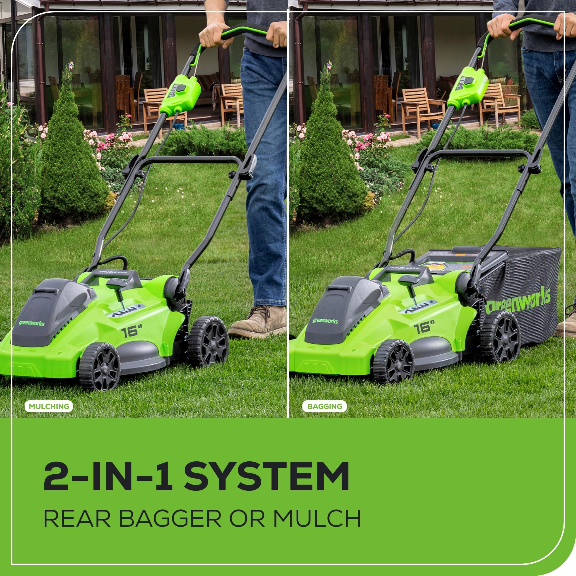 Greenworks 40V 16-Inch Brushless Cordless Push Lawn Mower with 4.0Ah Battery & Charger - Compatible with 75+ Tools - Perfect for Small to Medium Yards, Eco-Friendly Lawn Care