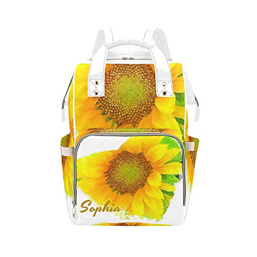 Custom Personalized Floral Heart Diaper Bag - Adjustable Shoulder Strap Mummy Backpack & Tote for Nursing Mothers | Baby Shower Gift, Hospital Bag, Daycare Essentials & Travel Diaper Organizer