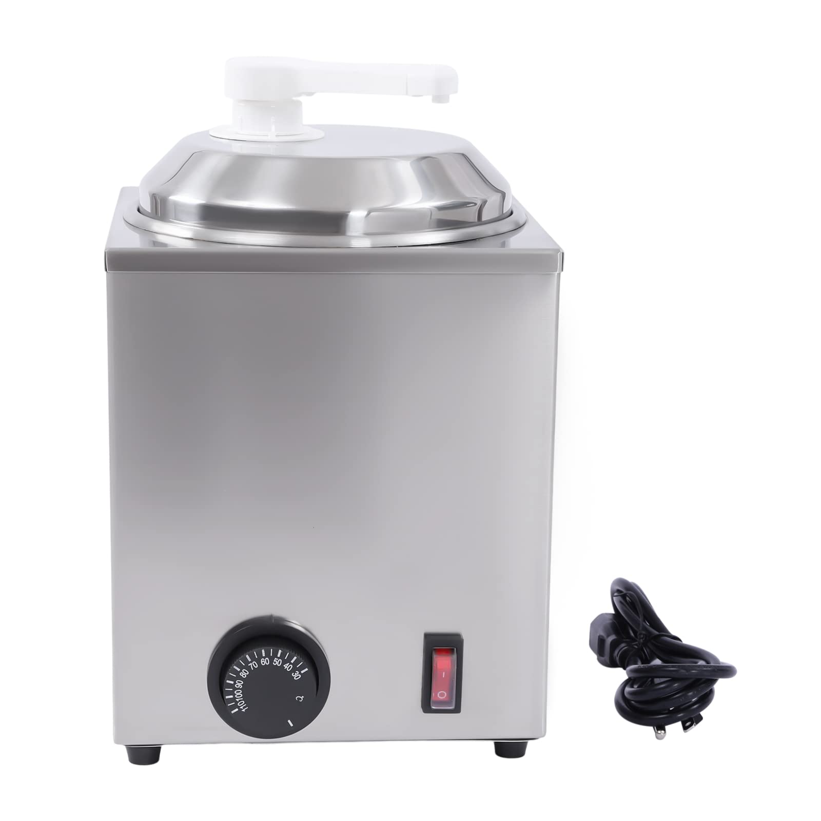 650W Commercial Hot Fudge Warmer with Pump - 2.4Qt Stainless Steel Single Head Cheese Warmer Dispenser with Adjustable Temperature Control - Perfect for Hot Fudge, Cheese, Caramel & Chocolate Sauce - Ideal for Restaurants, Cafes & Dessert Shops (Silver)